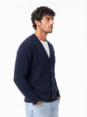 MACE Cardigan sciallato blu scuro