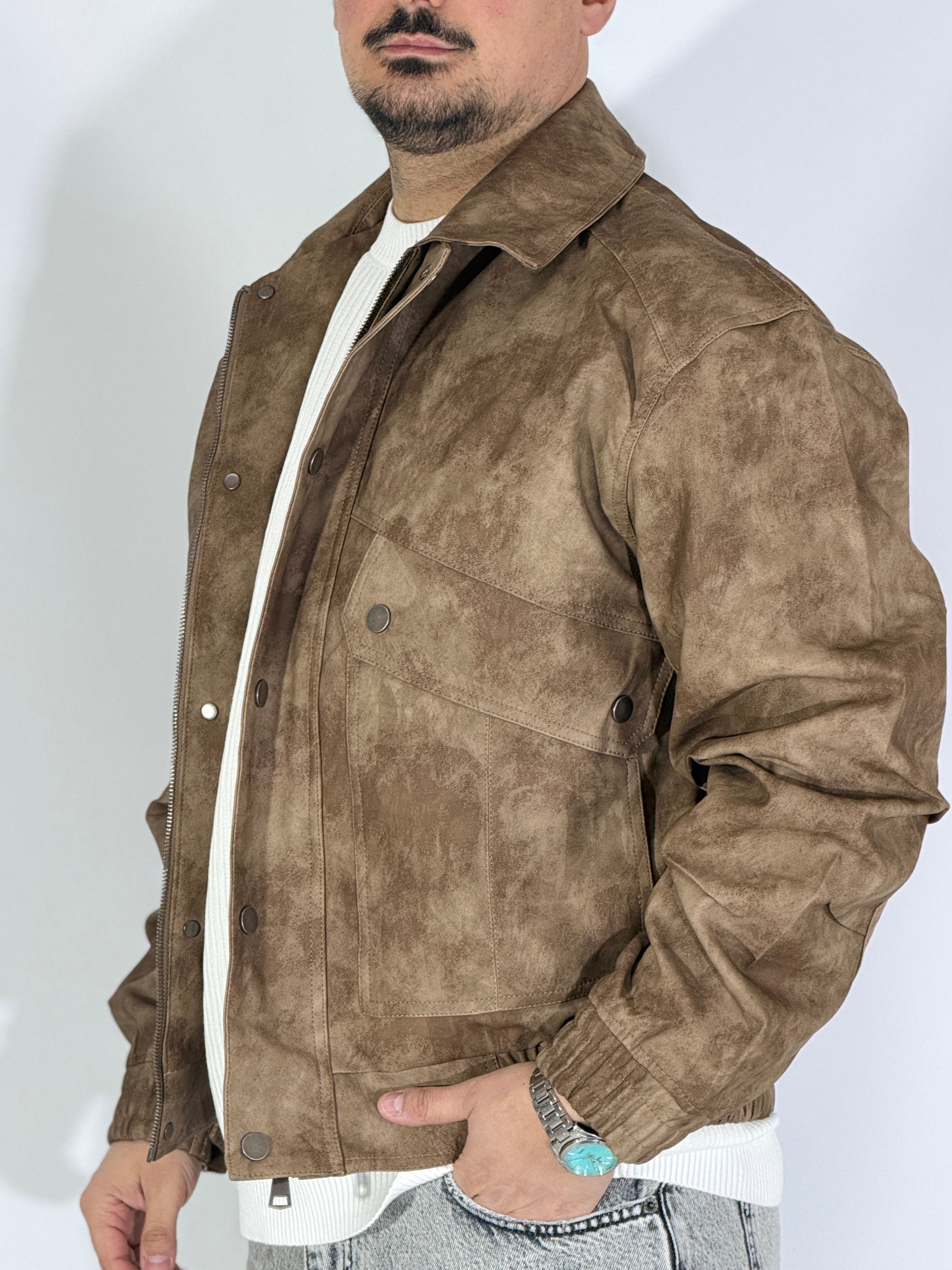 Giubbino eco-pelle marrone XH8923