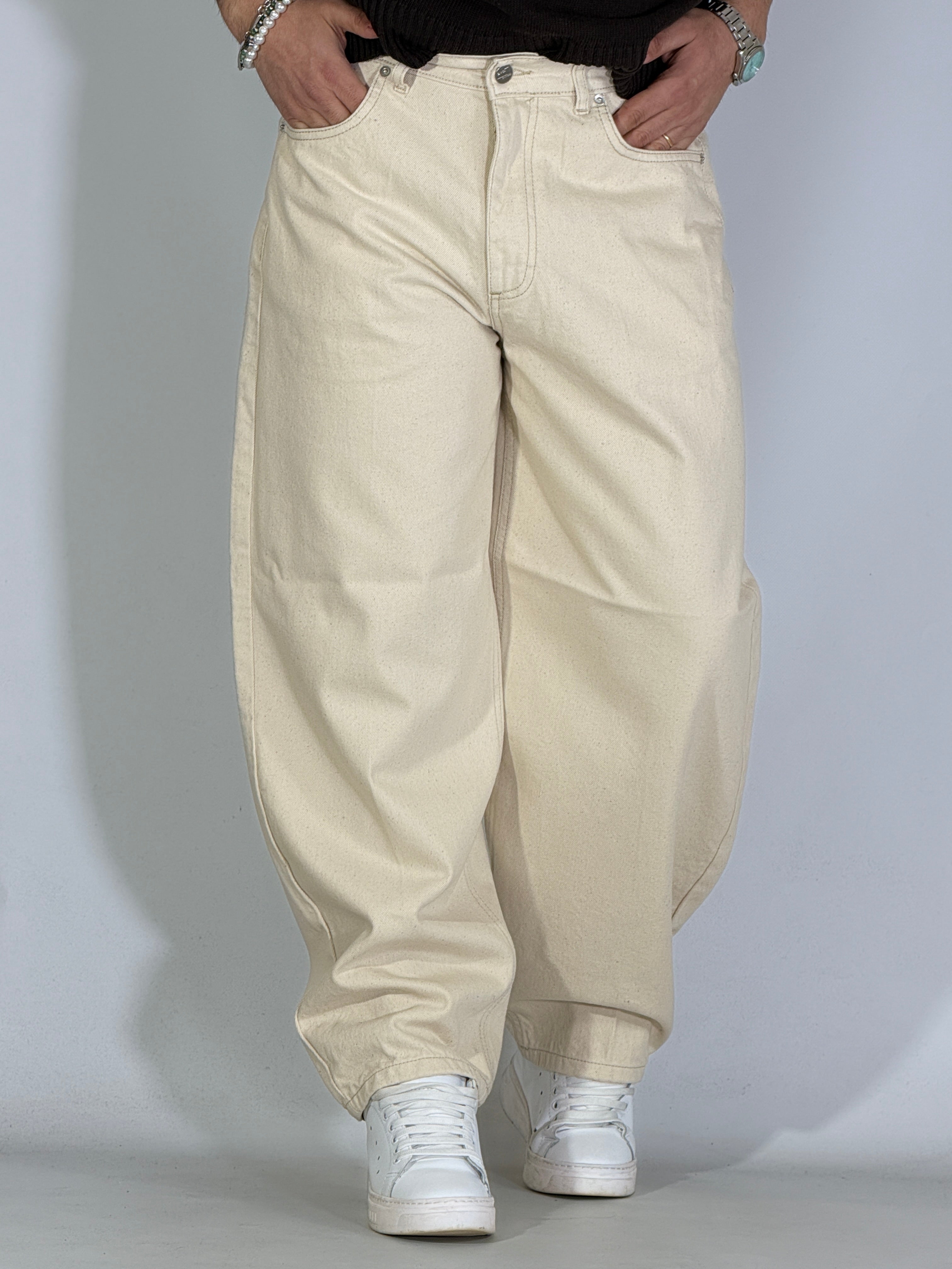 Jeans balloon sabbia IVORY