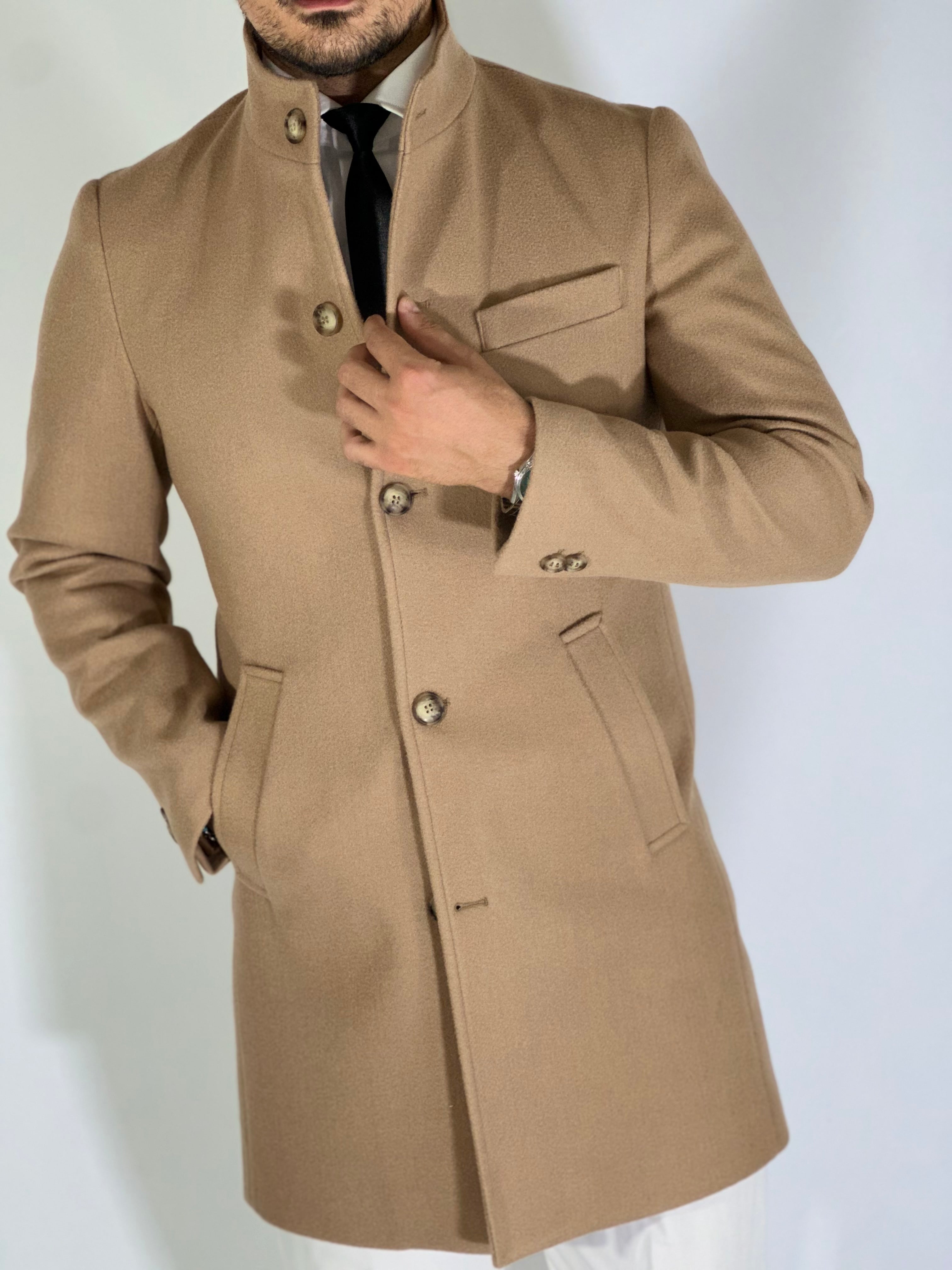 Cappotto coreano camel CPZAZA