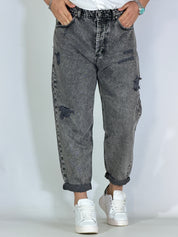 Jeans japan marmorizzato nero con rotture