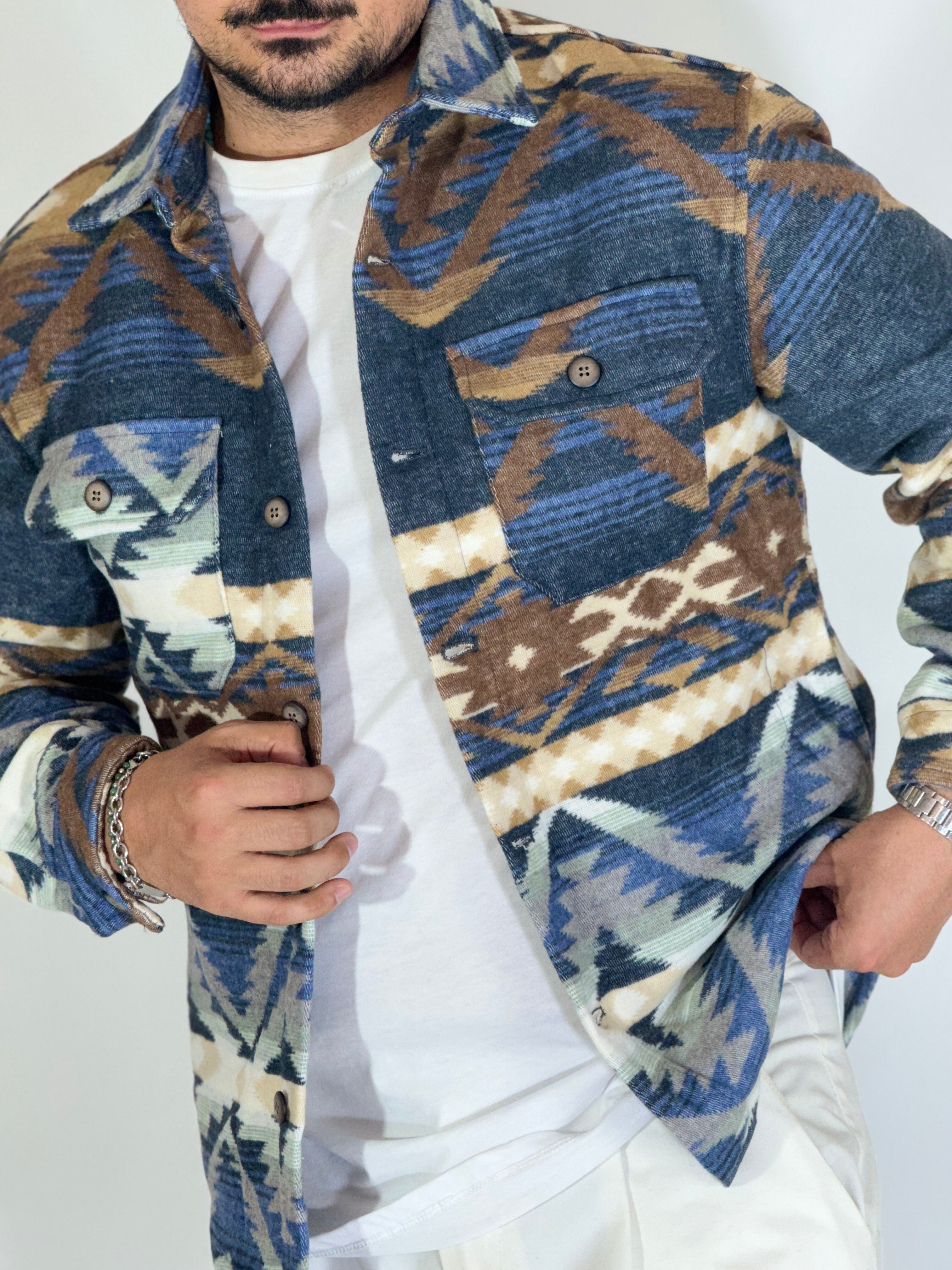 Giacca in pile azteca brown GA7713