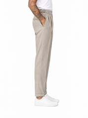 PONCHO Pantalone vita alta con fibbie beige
