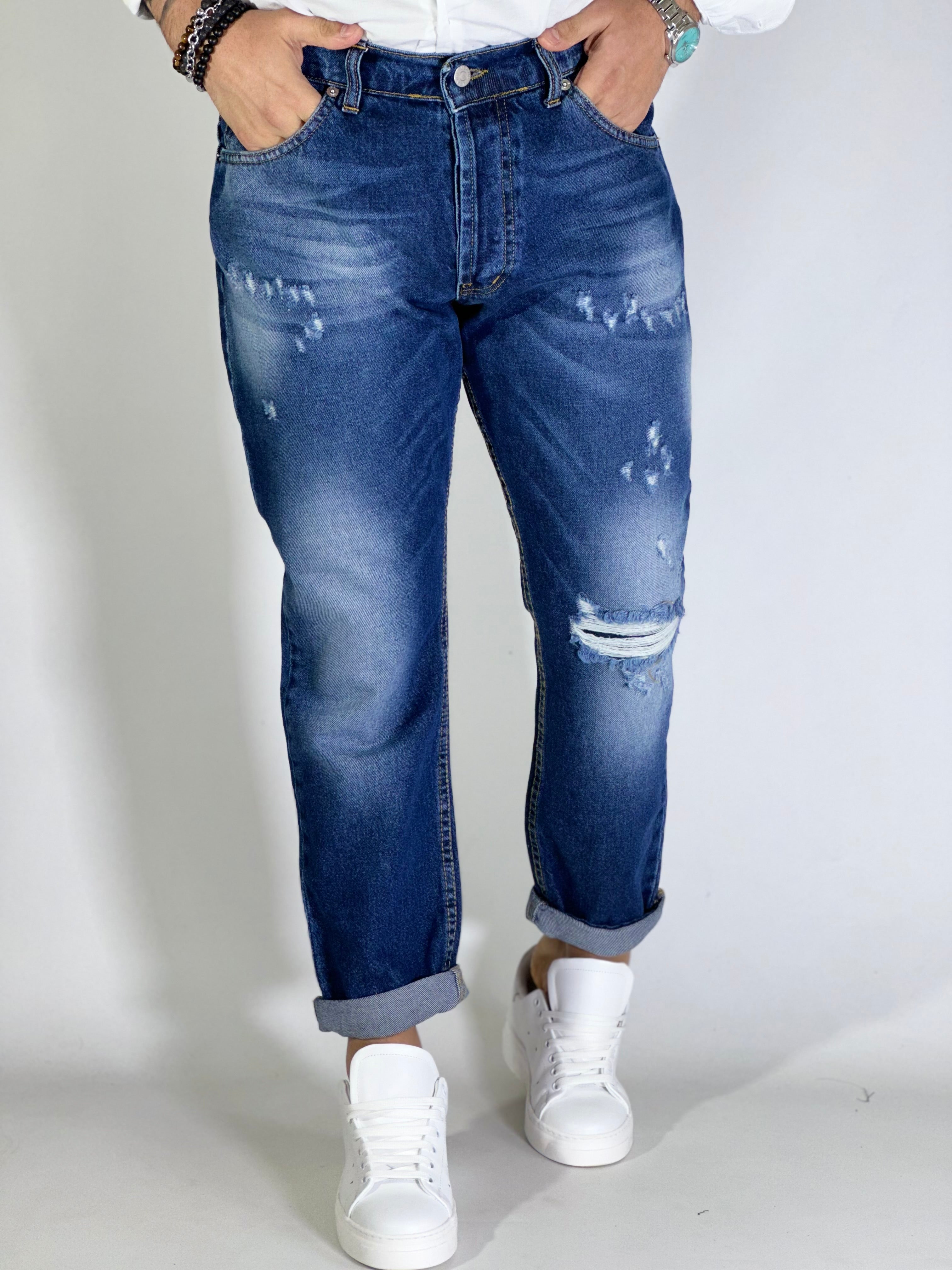 Jeans loose fit scuro P1310