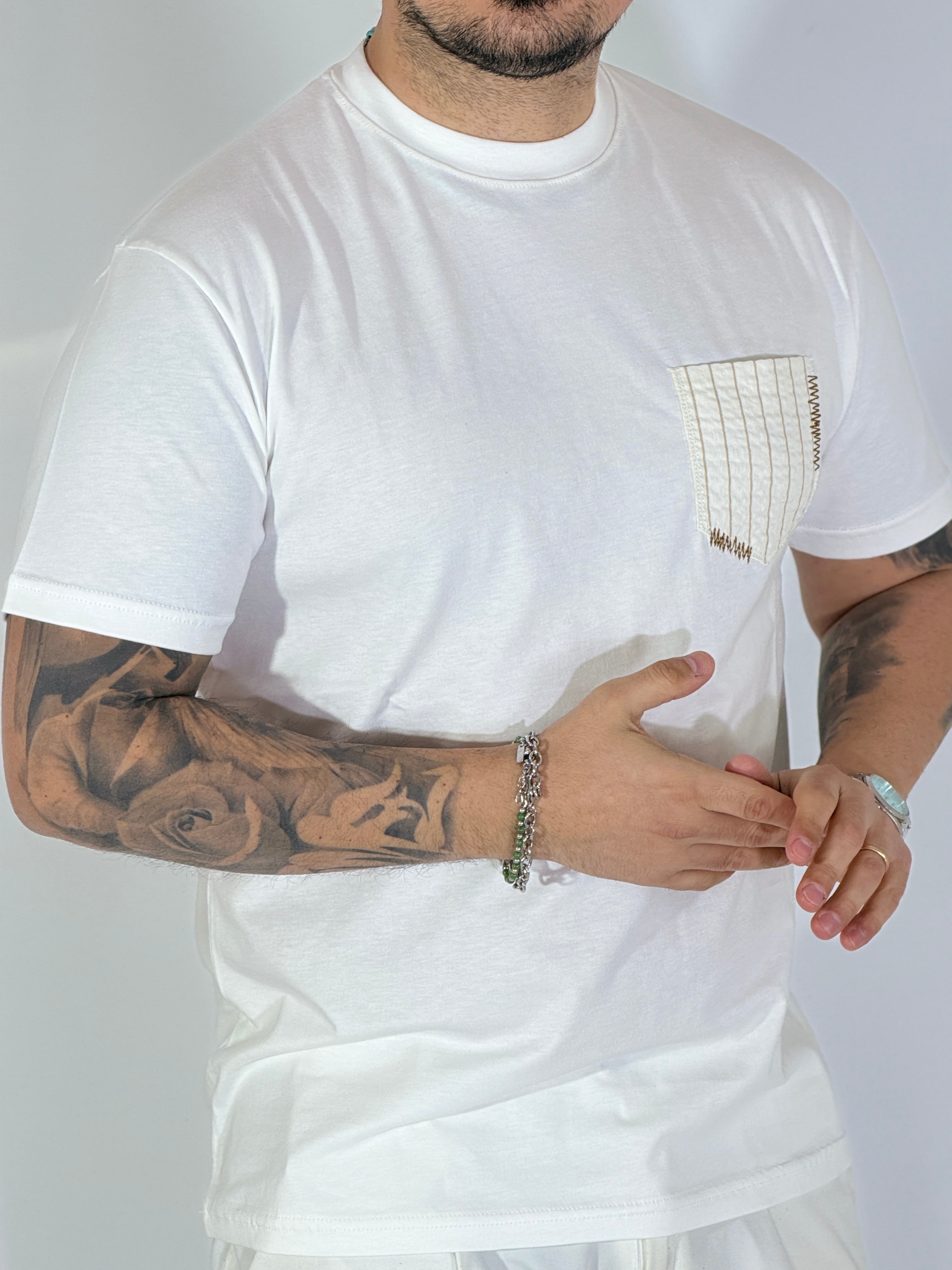 T-shirt con taschino panna BRERA