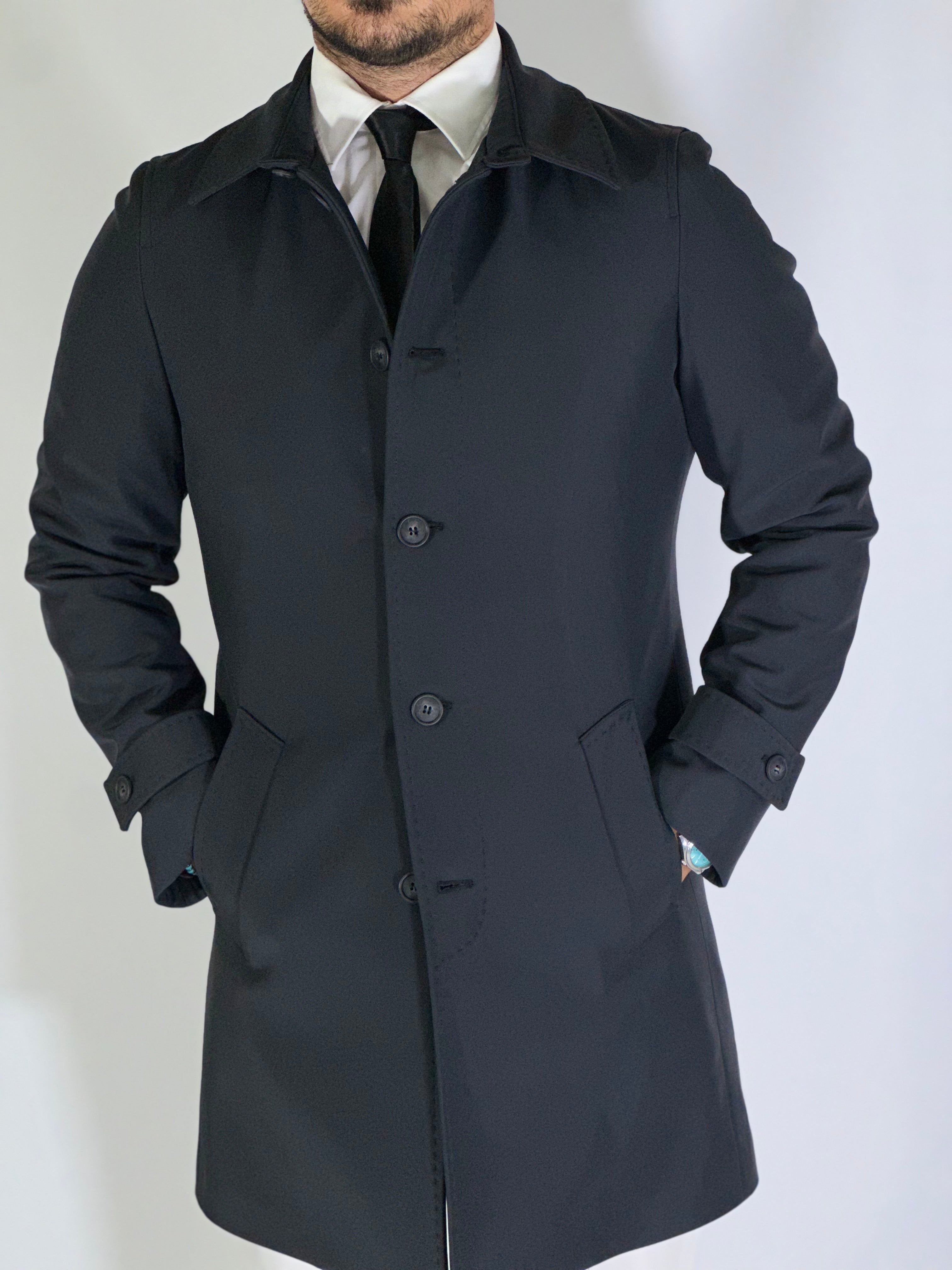 Trench elegant imbottito nero RABARBARO MARCO NILS