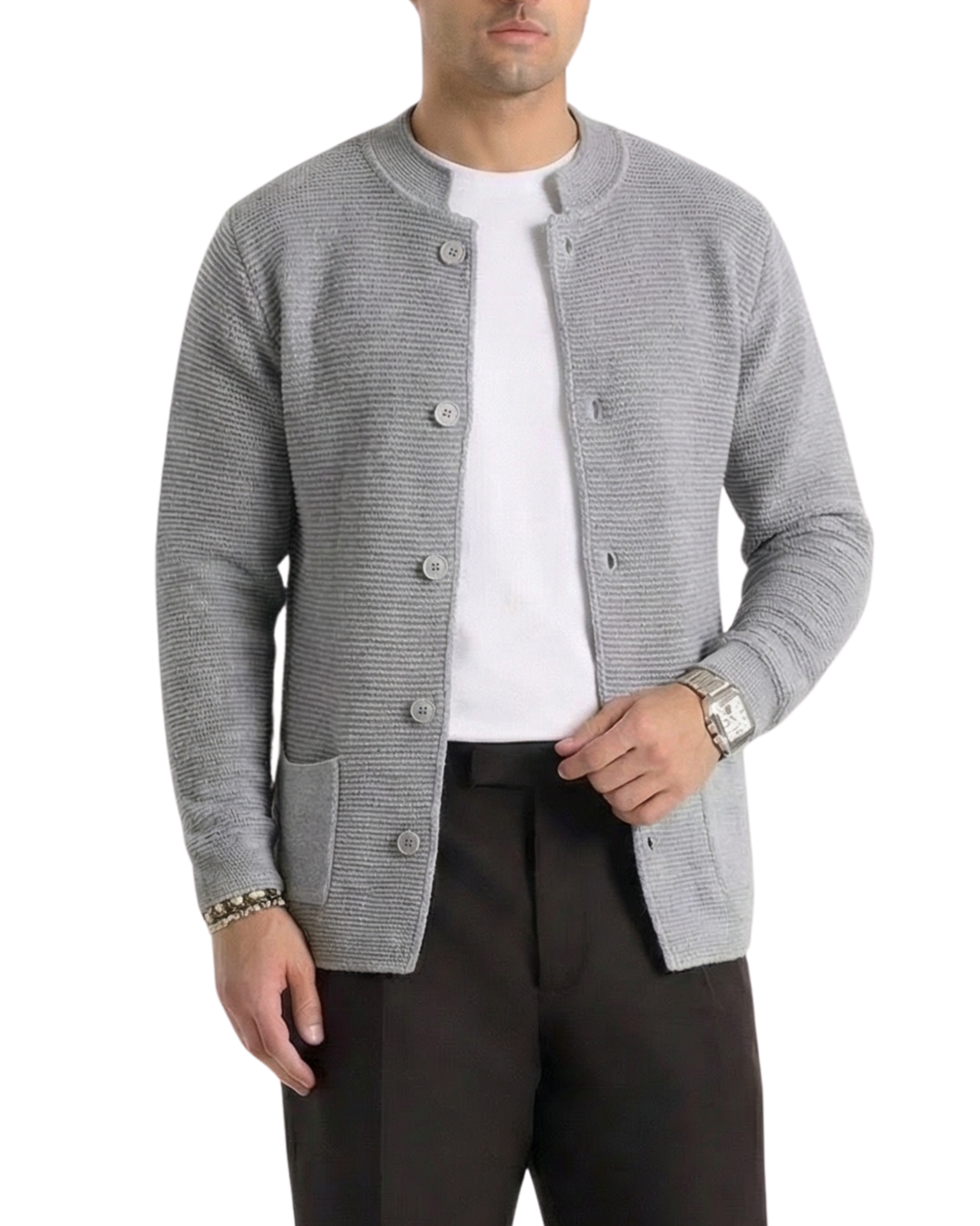 Seven · Cardigan coreano grigio