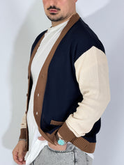 Dale · Cardigan tricolor blu scuro