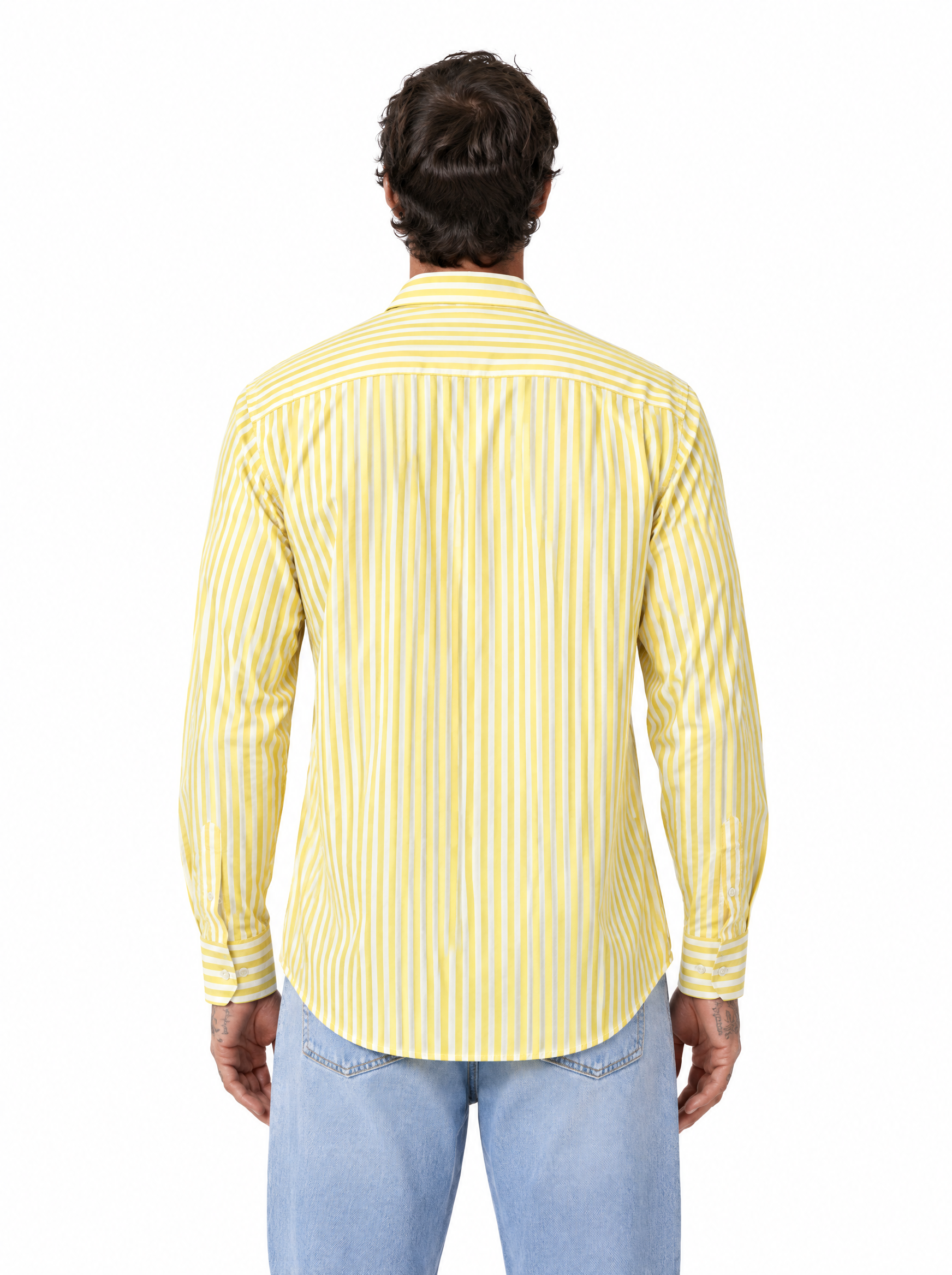 Camicia cotone rigata gialla 601/BLK