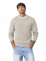 Maglia a costine spalla scesa ivory white W86429