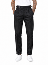 EXPLORER Pantalone vita alta con fibbie nero