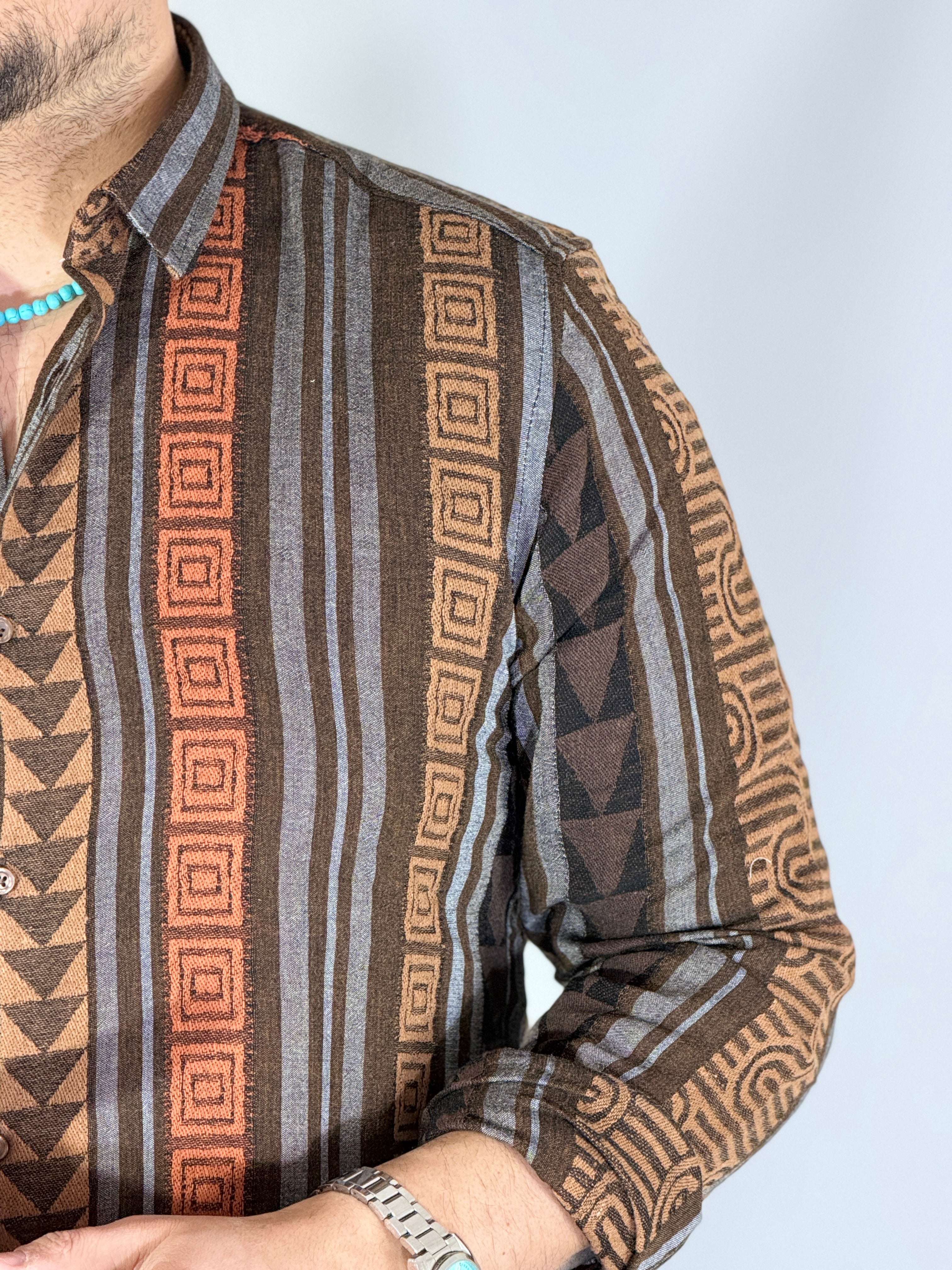 Camicia ricamata brown LIME