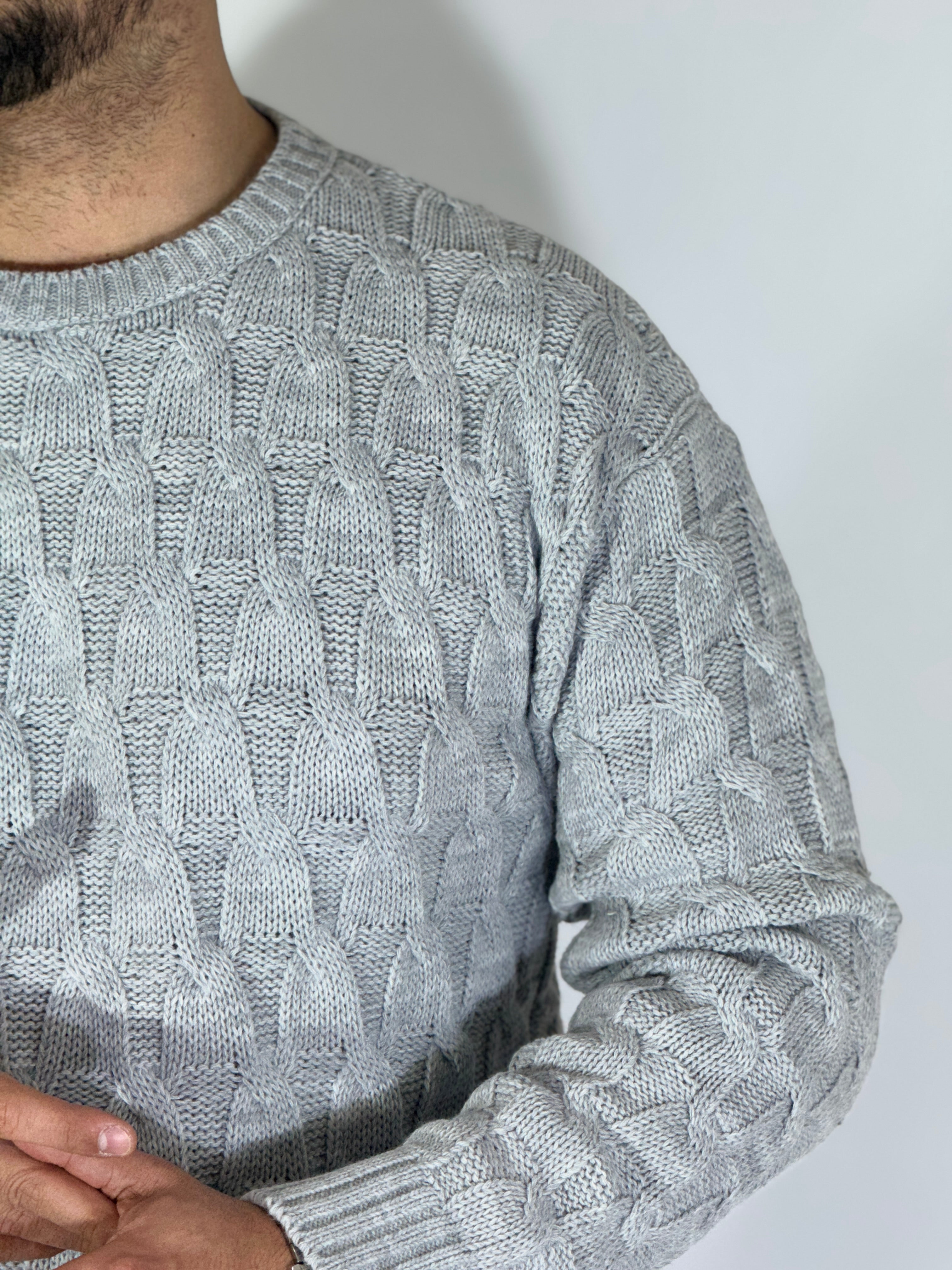 Maglia con trecce grigio BK77006