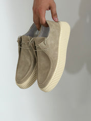 Scarpa mocassino fondo rigato beige VT73