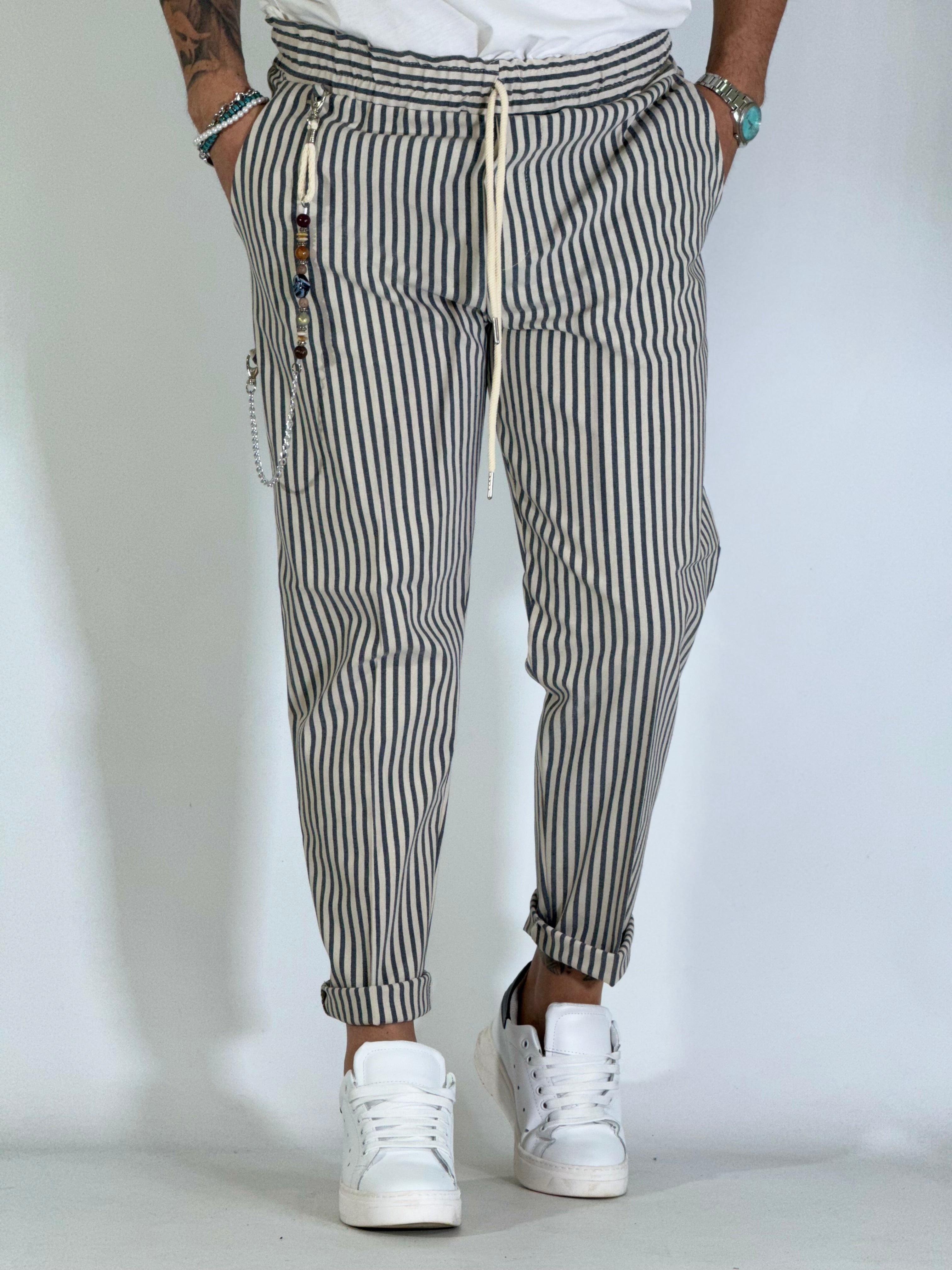 Pantalaccio rigato blu BK25005