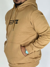 Felpa felpata con cappuccio beige LOGO B-2010