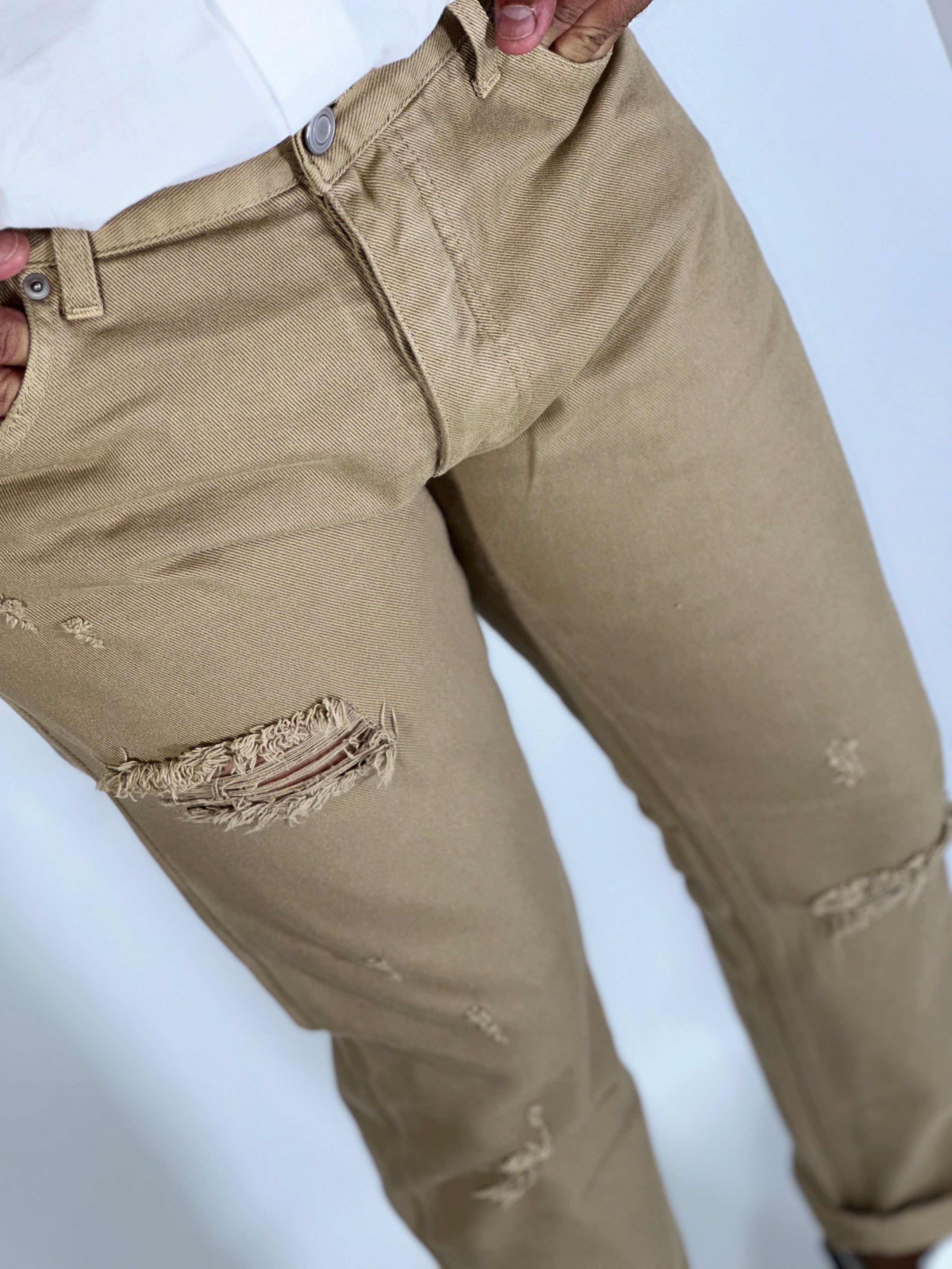 Pantalone slim fit beige 2N2T DRILL