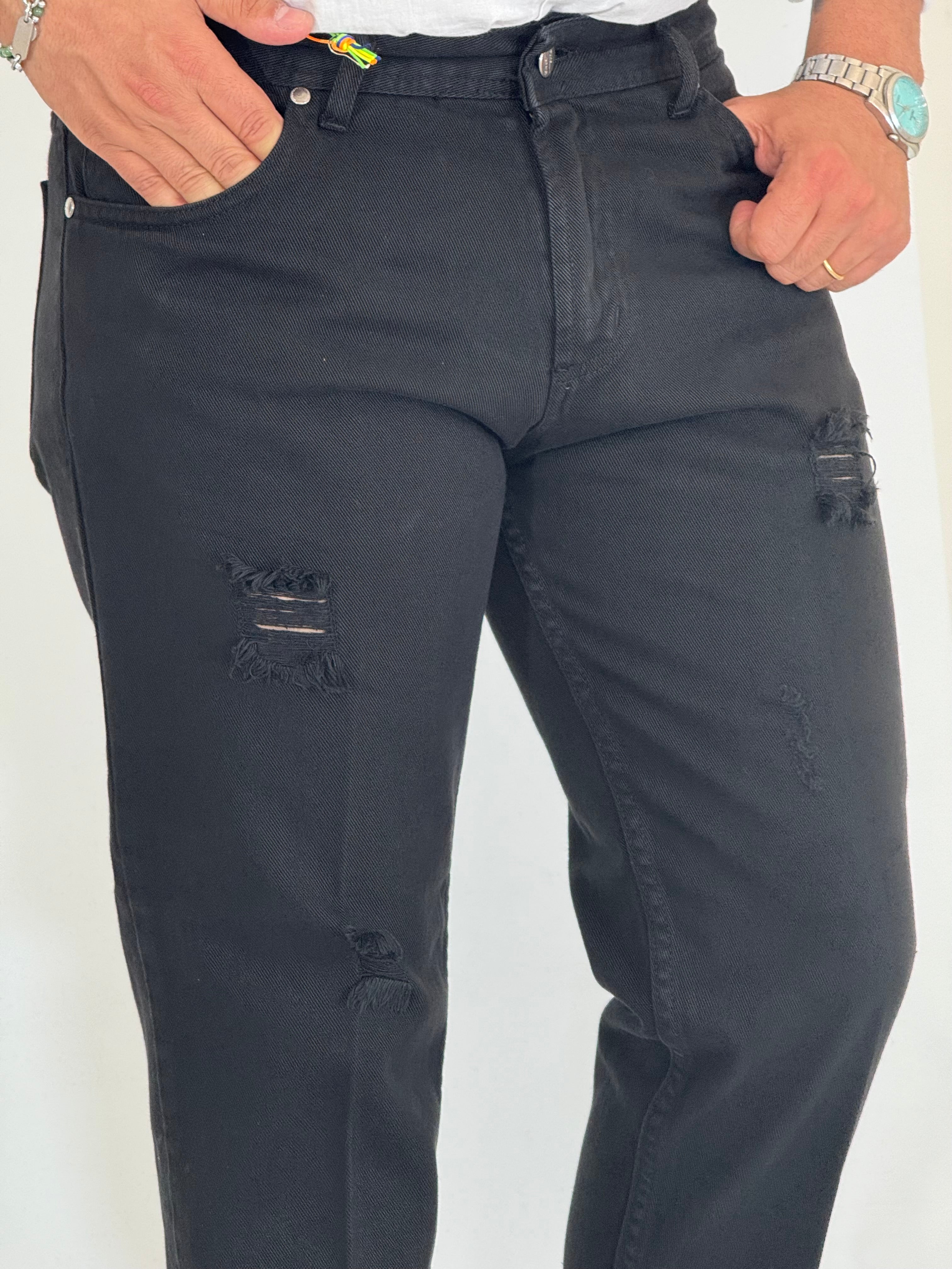 Pantalone loose fit nero 6227