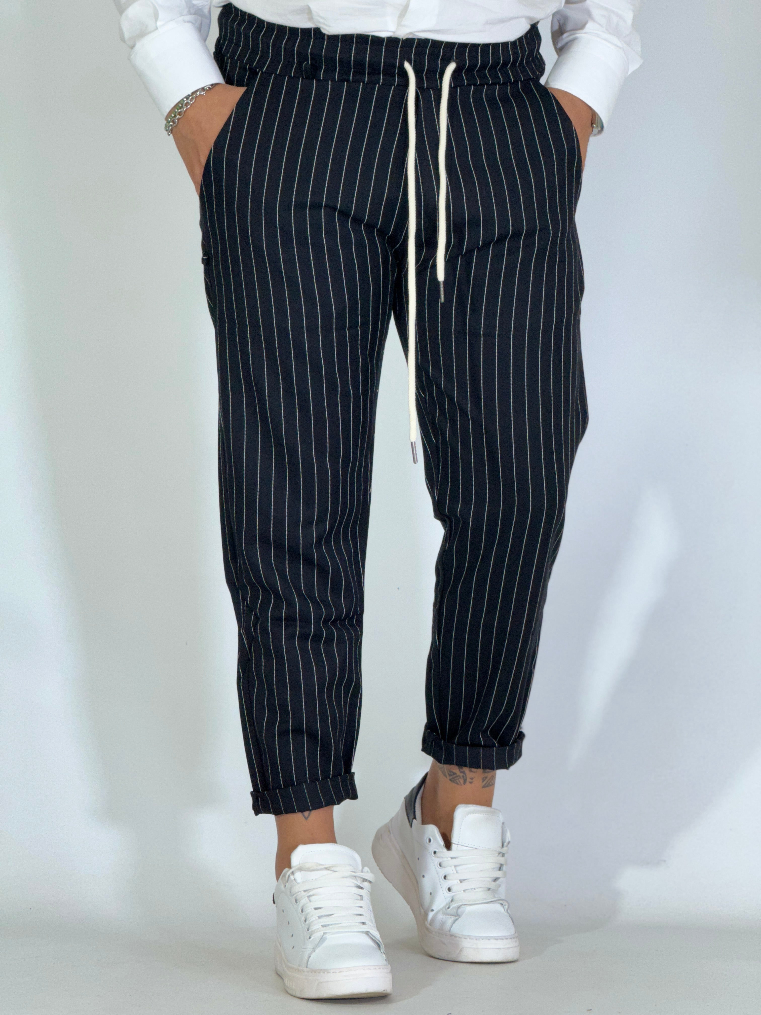 Pantalaccio gessato nero L500