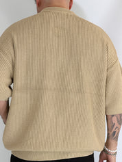 T-shirt serafino a costine beige VIP972A