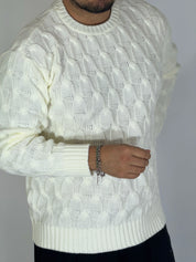 Maglia con trecce panna BK77006