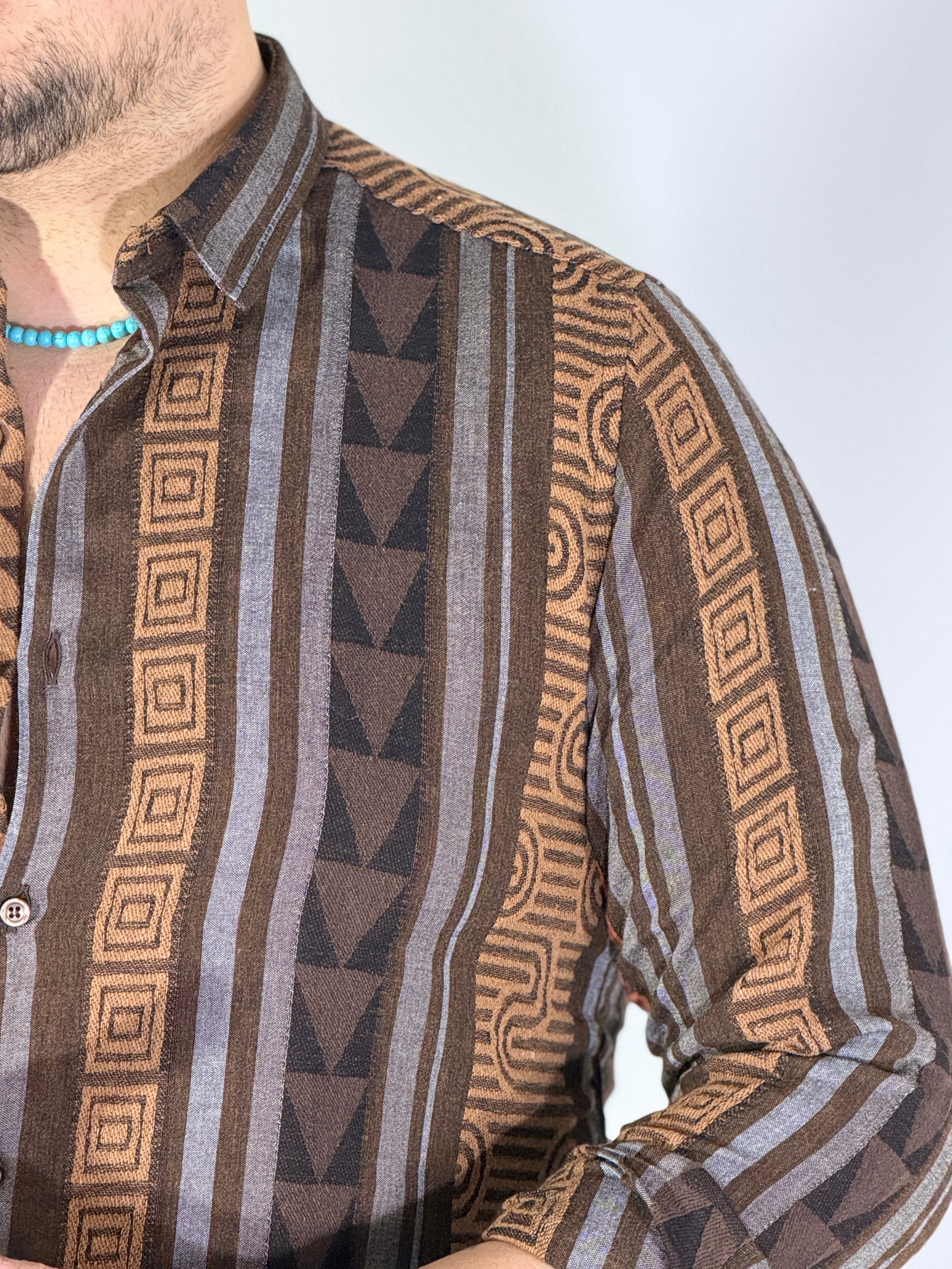 Camicia ricamata brown LIME