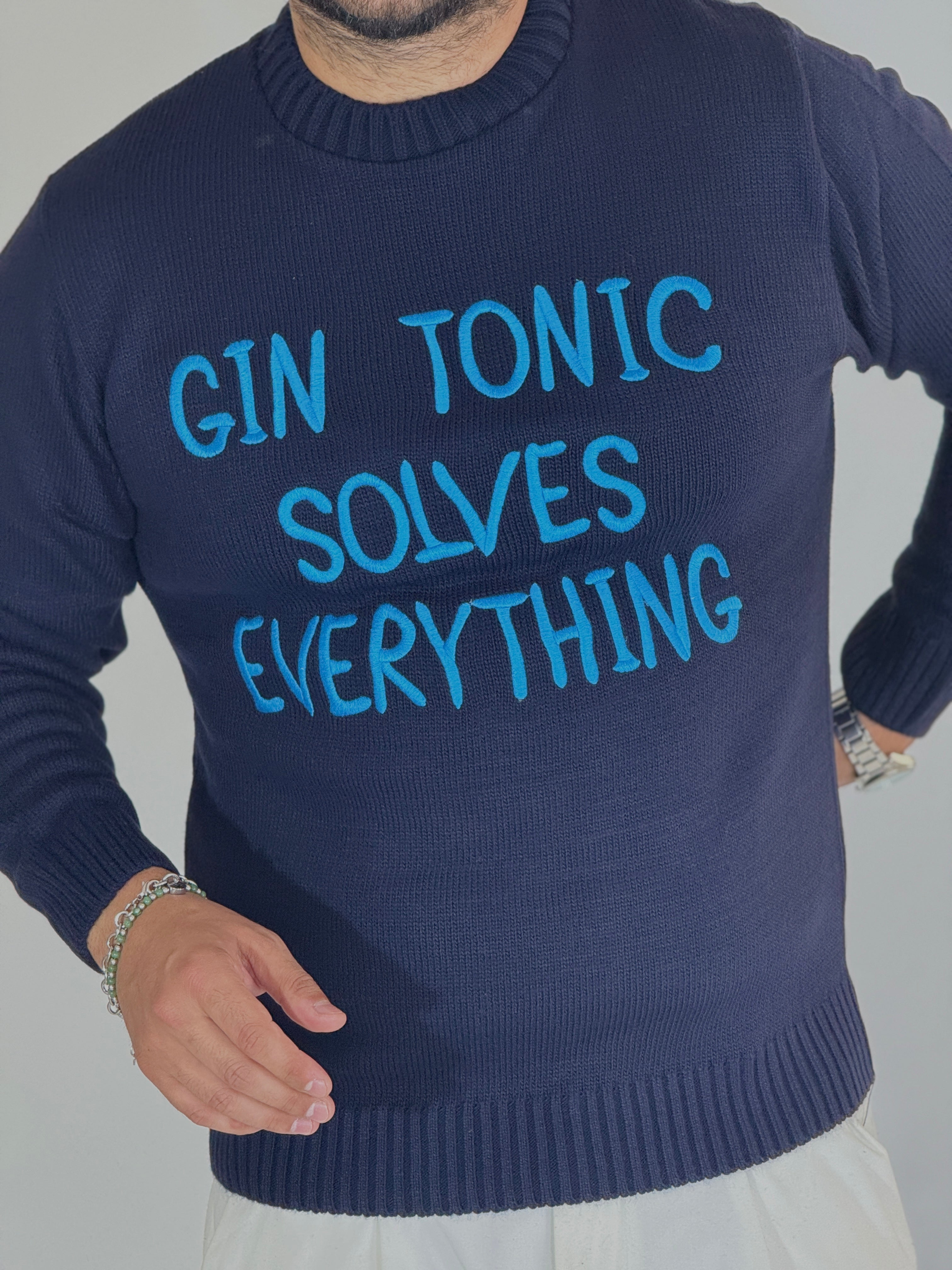 Maglia girocollo blu GIN TONIC ADG772