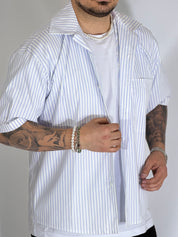 Camicia cropped rigata bianca ARNOLD
