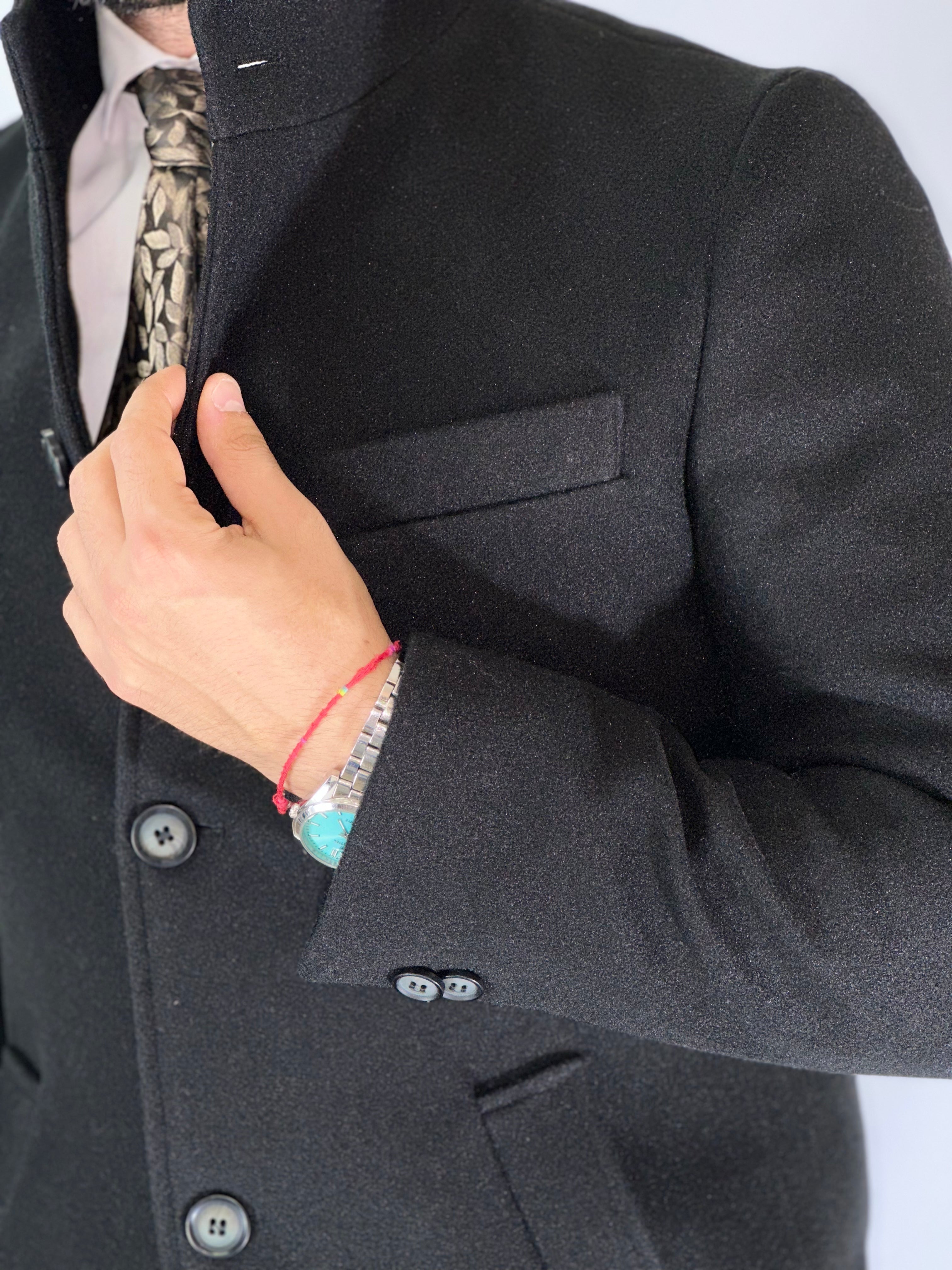 Cappotto coreano nero CPZAZA