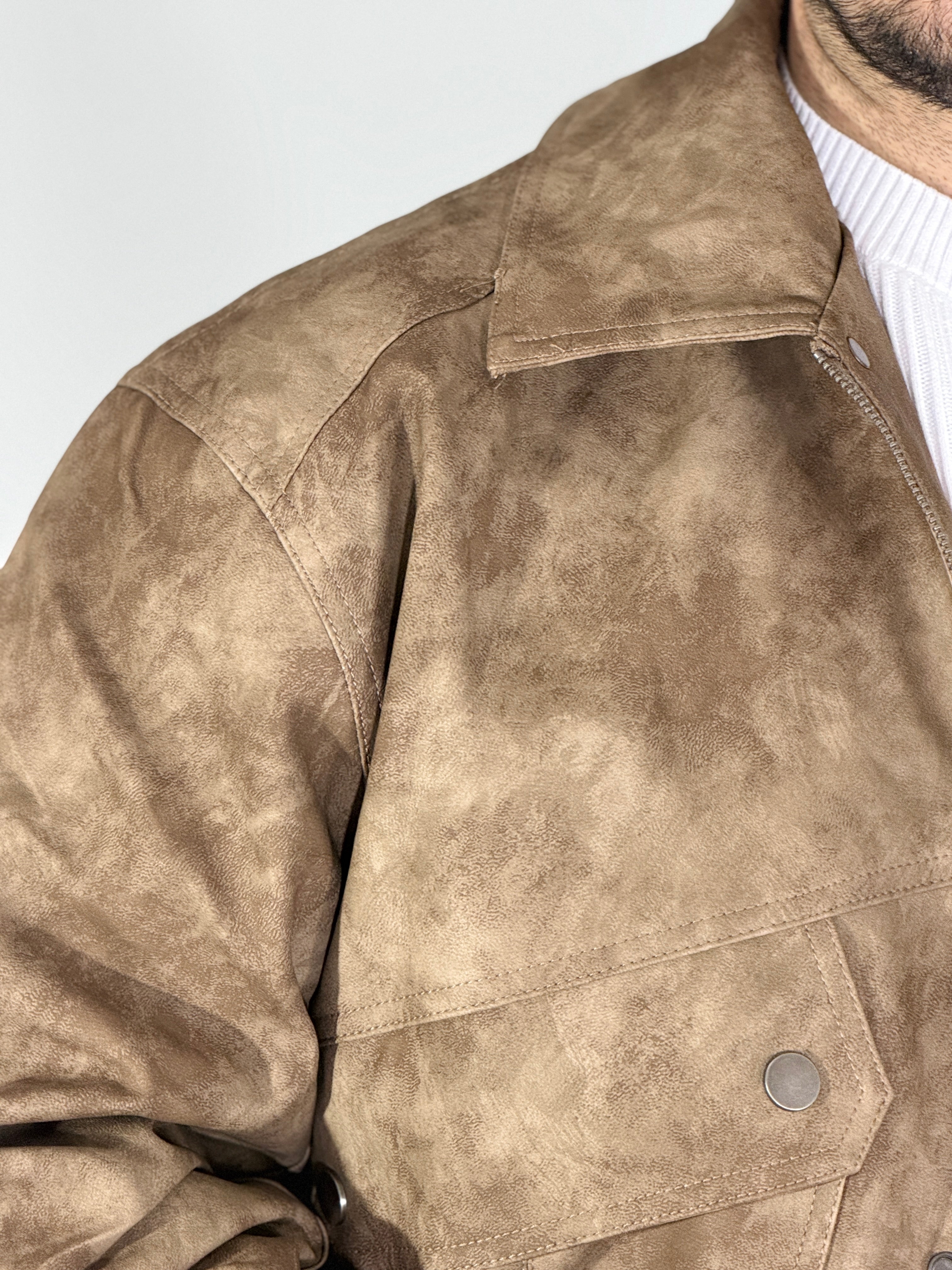 Giubbino eco-pelle marrone XH8923