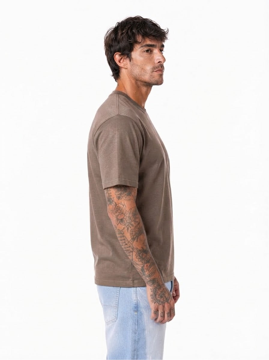 T-shirt in filo di scozia tortora SH760