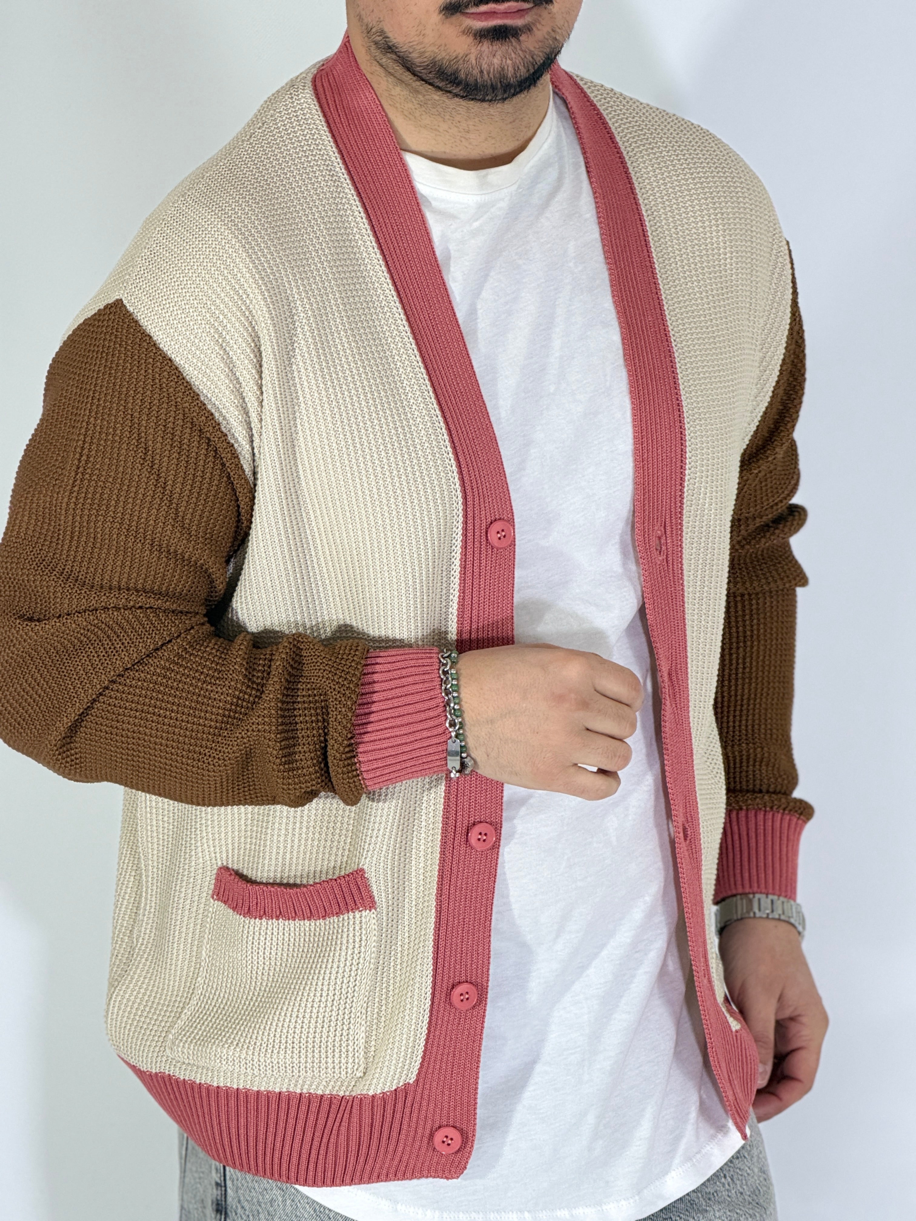Dale · Cardigan tricolor avorio