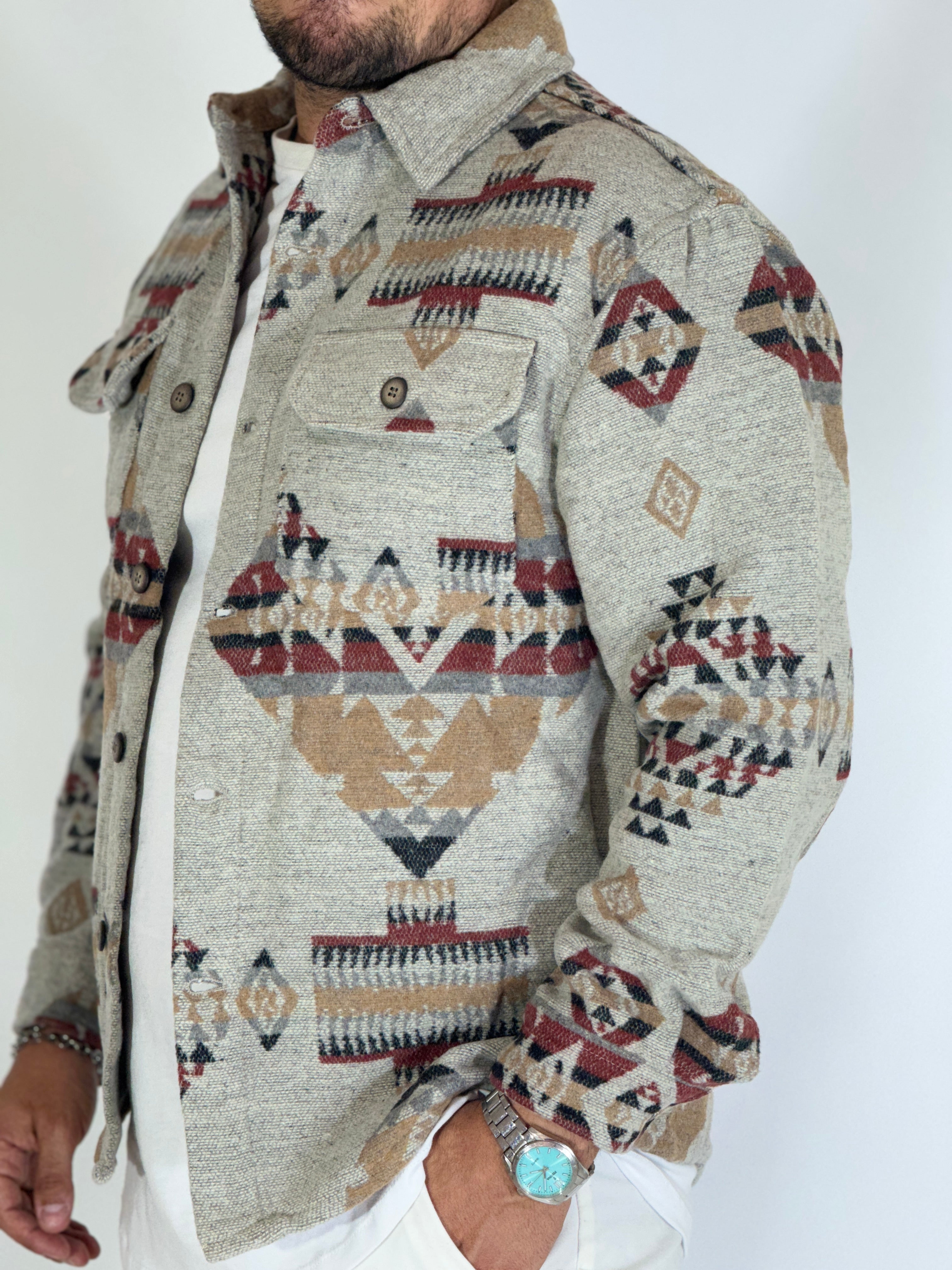 Giacca in pile azteca camel GA7713