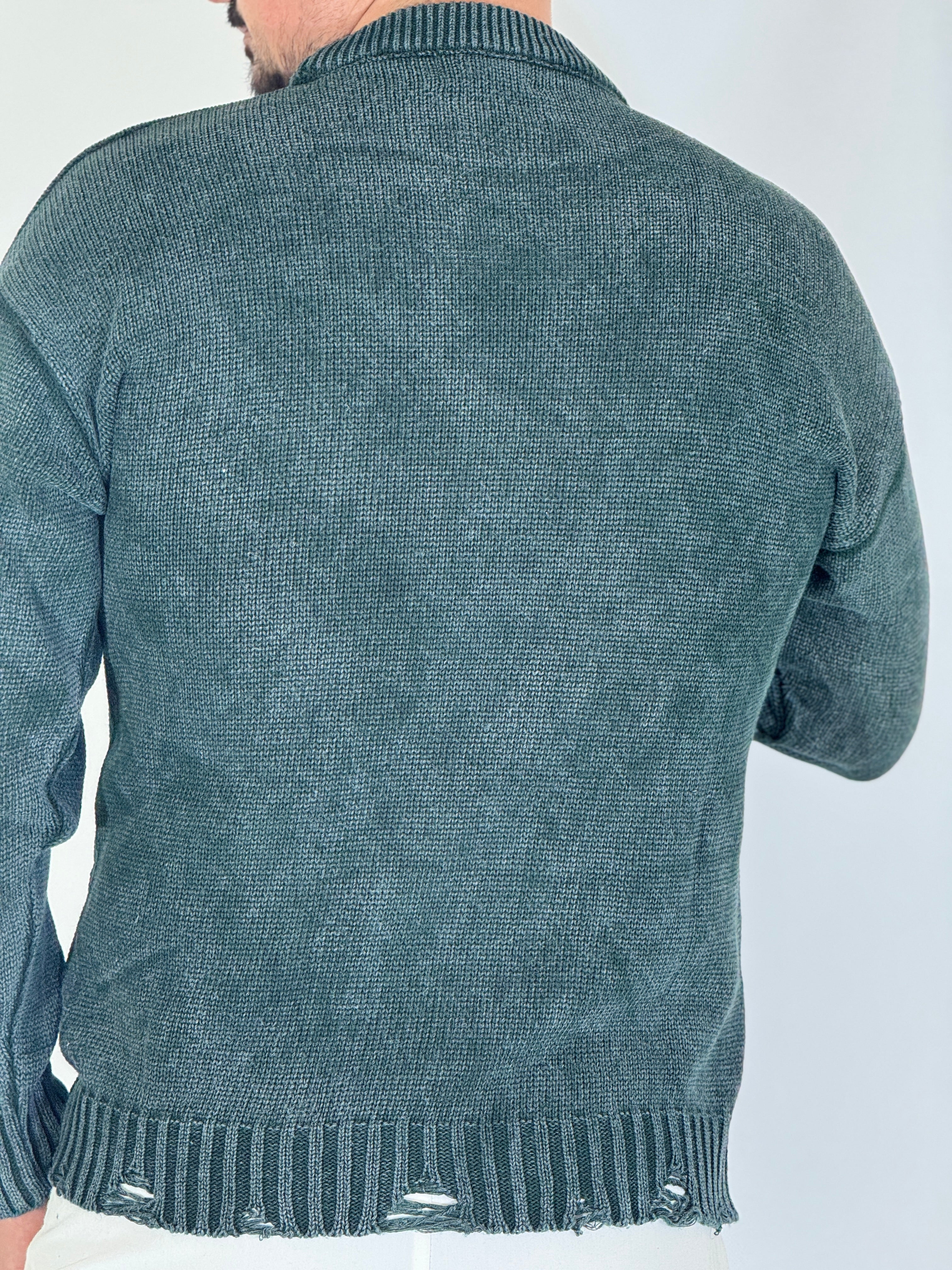 Maglione girocollo melange verde AD25010-12