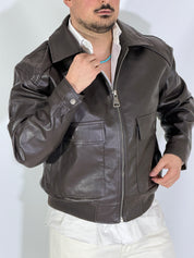 Giubbino marrone eco-pelle 8926