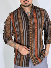 Camicia ricamata brown LIME