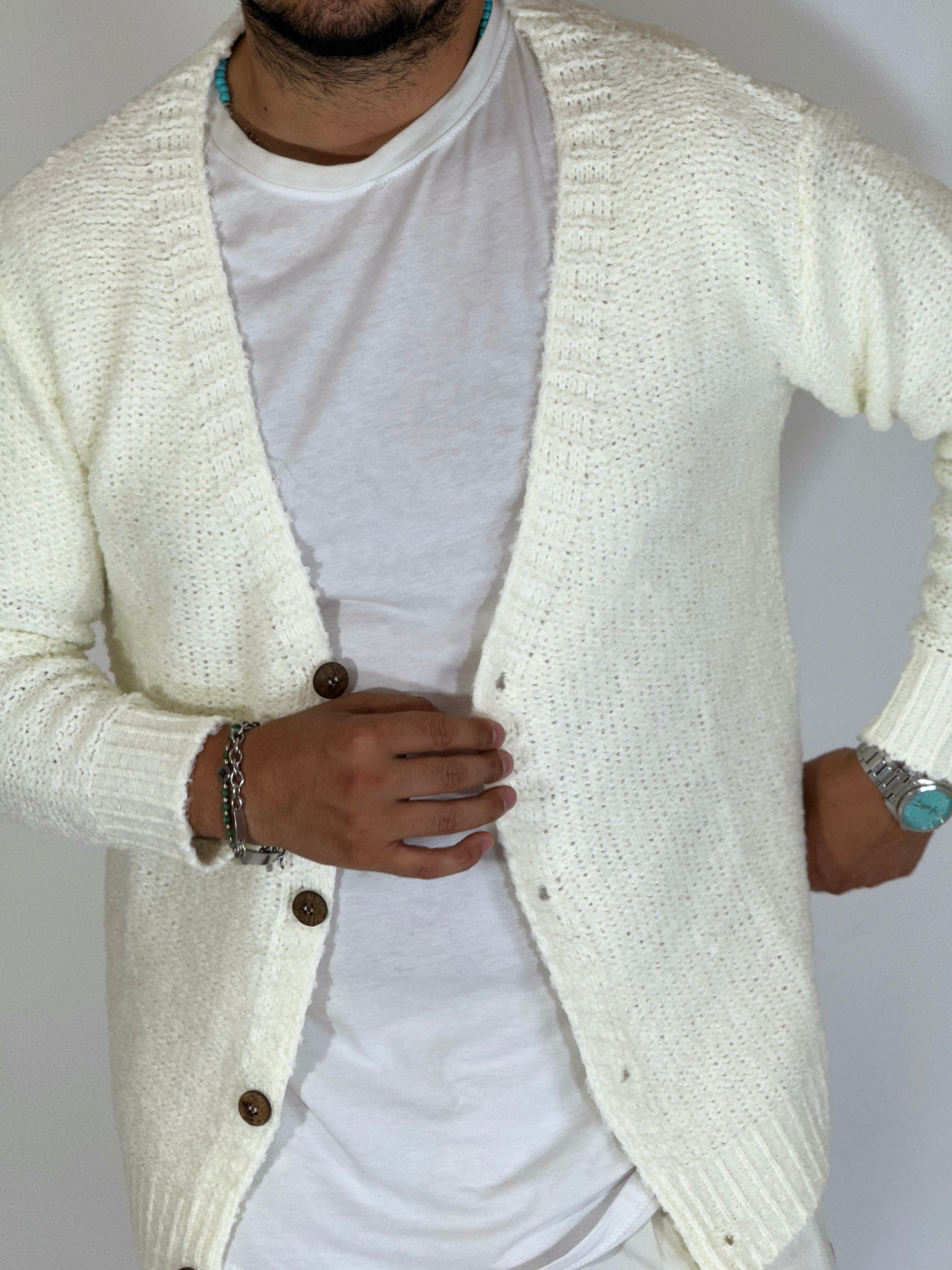 Cardigan boucler panna SER A424