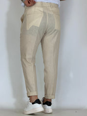 Pantalone in lino beige MAPPAMONDO