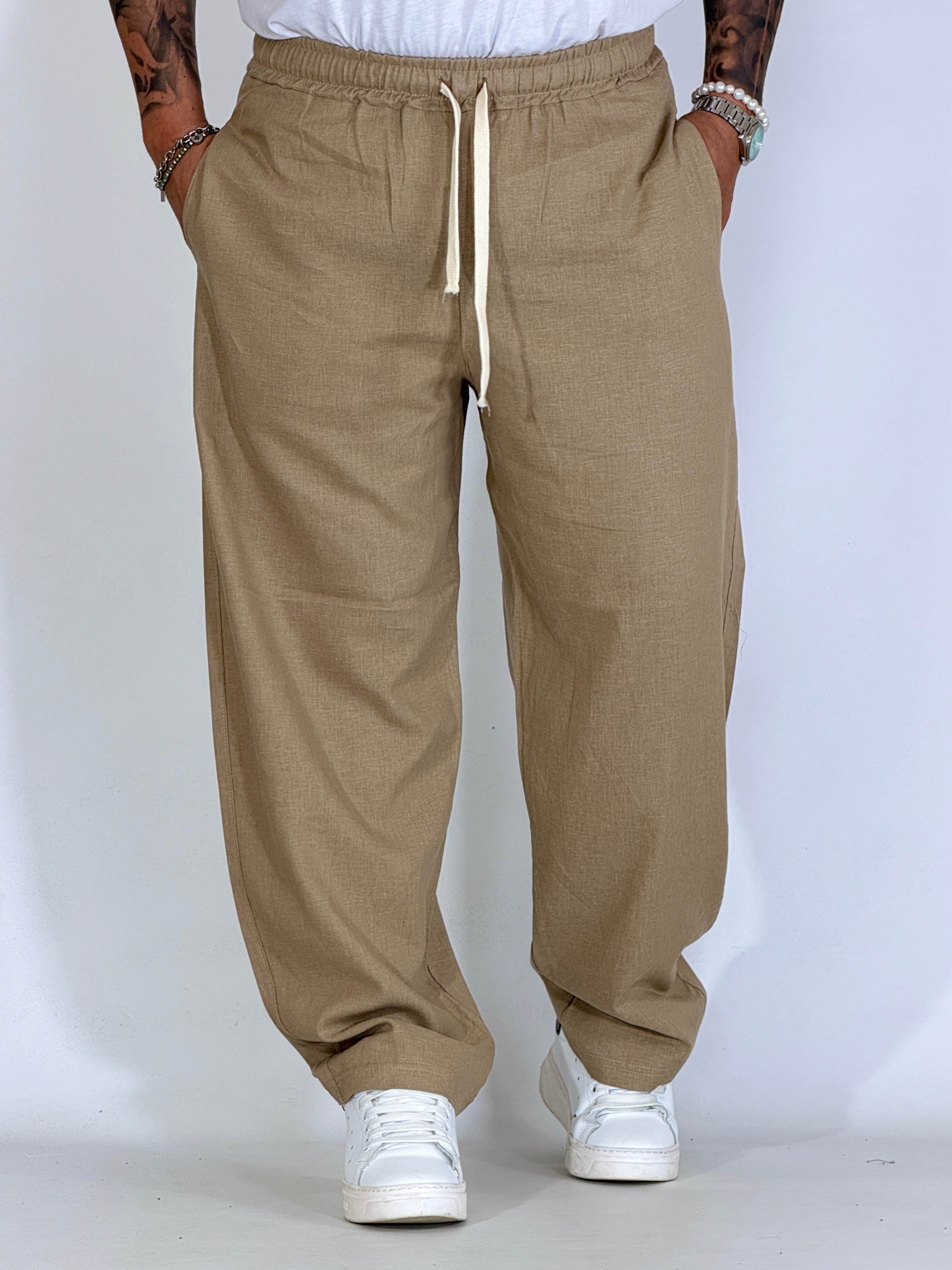 Pantalaccio in lino balloon beige KANTO