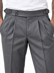 EXPLORER Pantalone vita alta con fibbie grigio