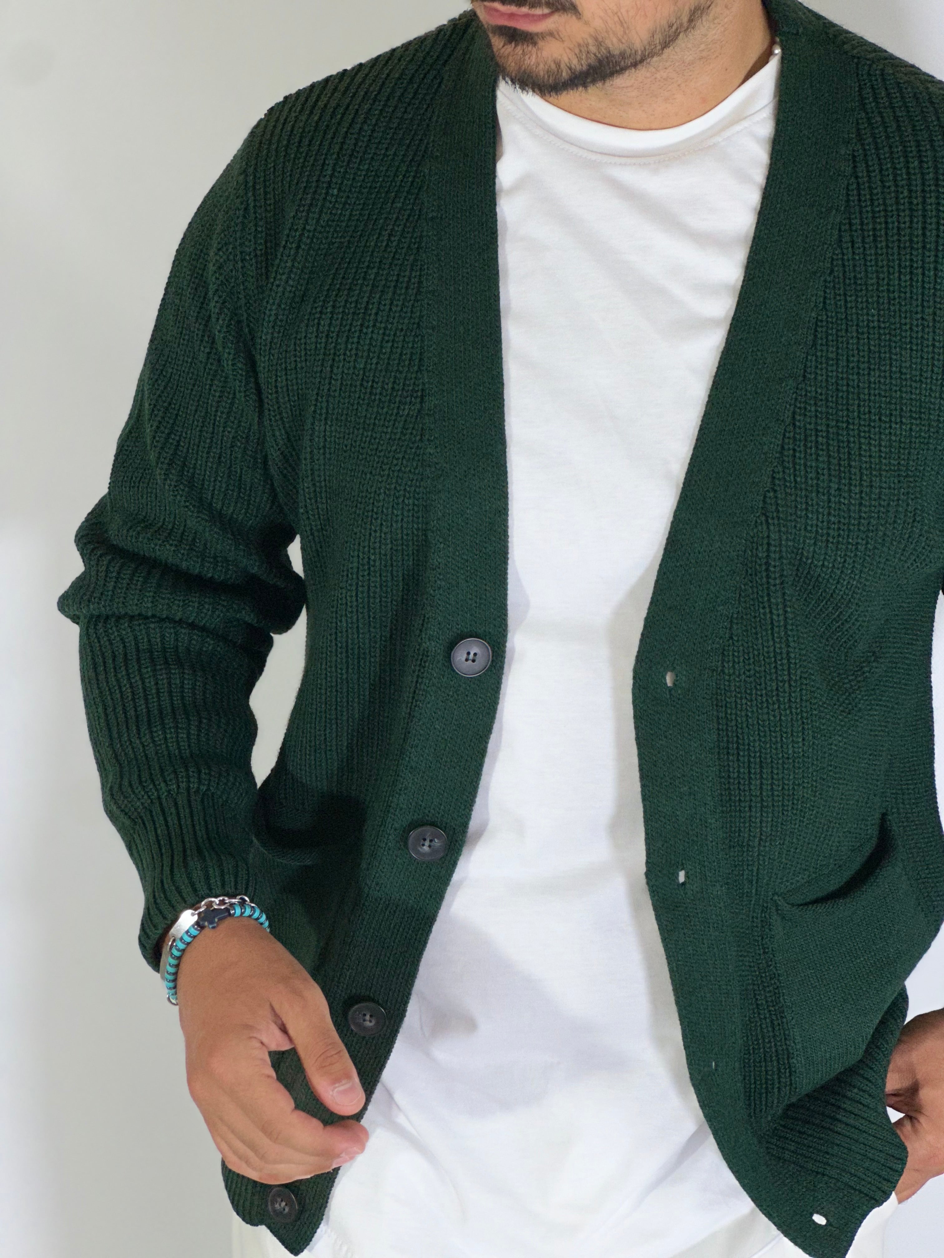 Cardigan con tasche verde g. PHC/019