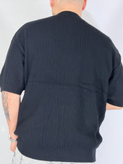 T-shirt a costine nera W86102/W86314