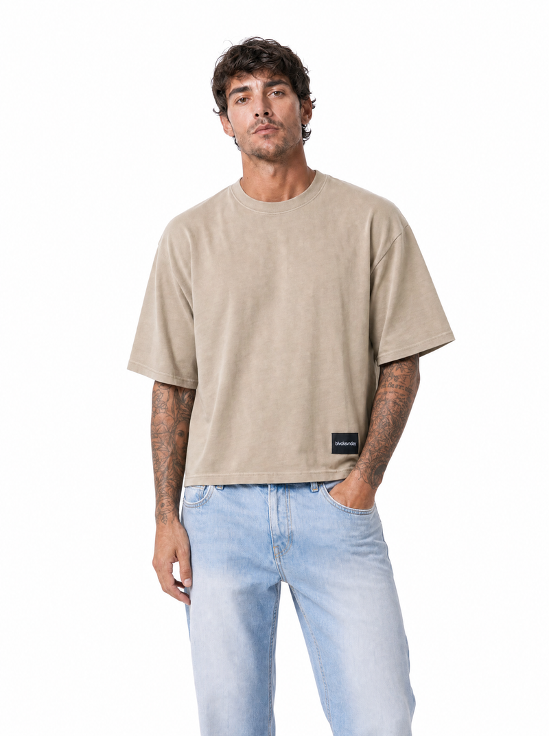STEPHEN T-Shirt cropped manica a tre quarti avorio