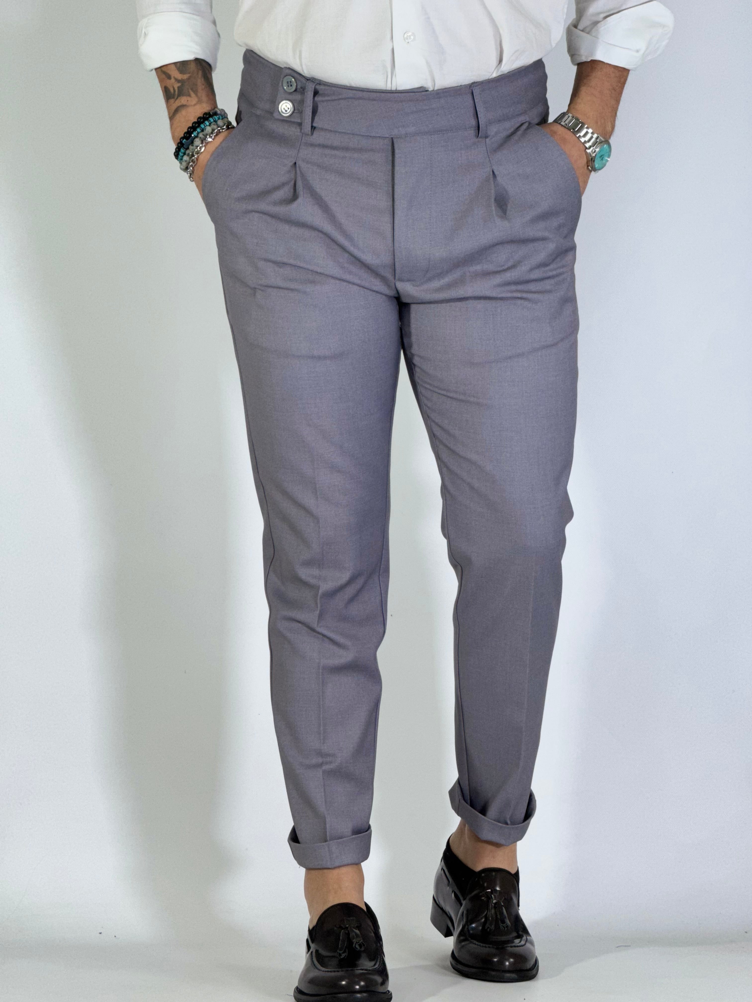 Pantaloni Skinny Pantaloni Eleganti Grigio Perla Pantaloni Uomo