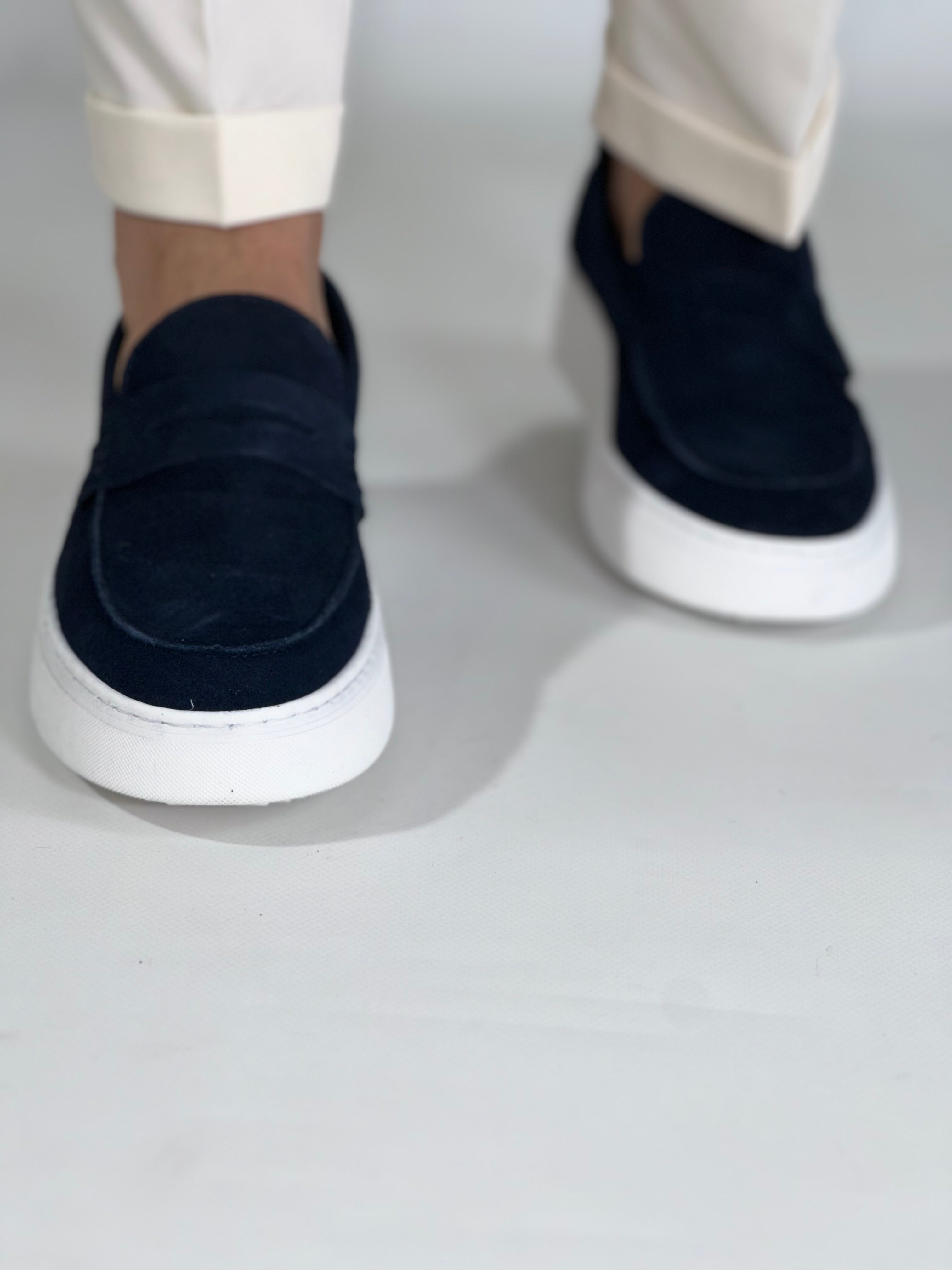 Mocassino casual camoscio BLU DR801