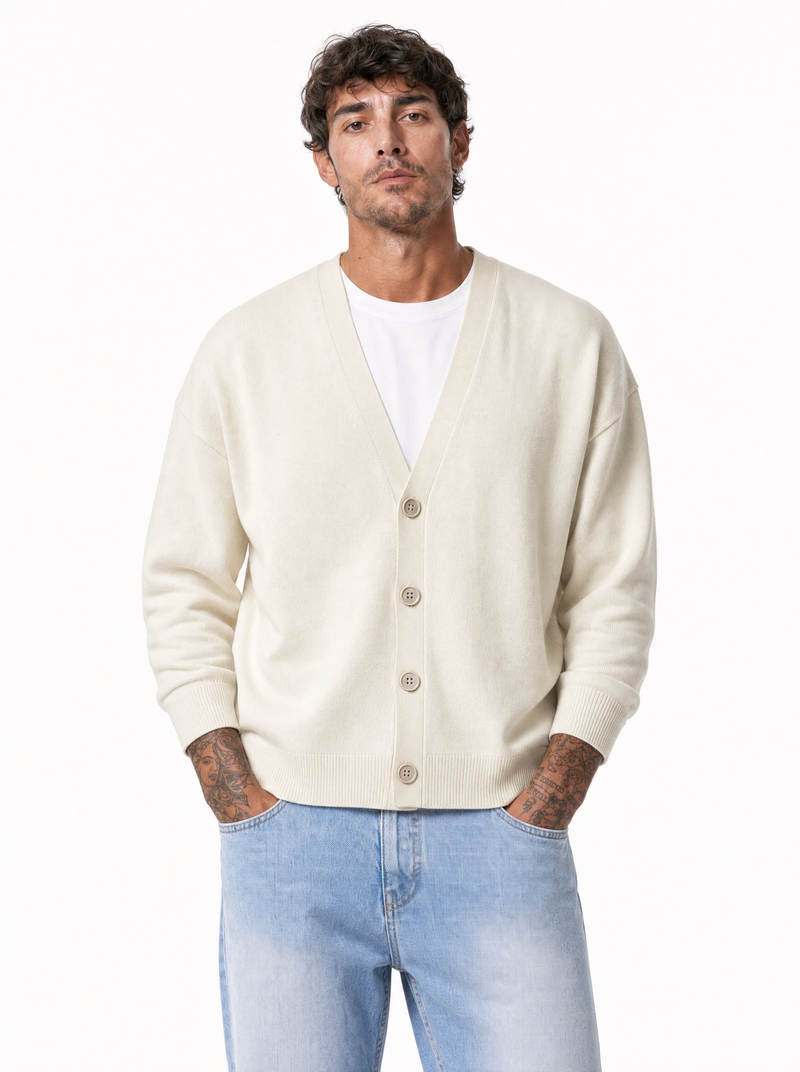 Cardigan spalla scesa ivory white W86022