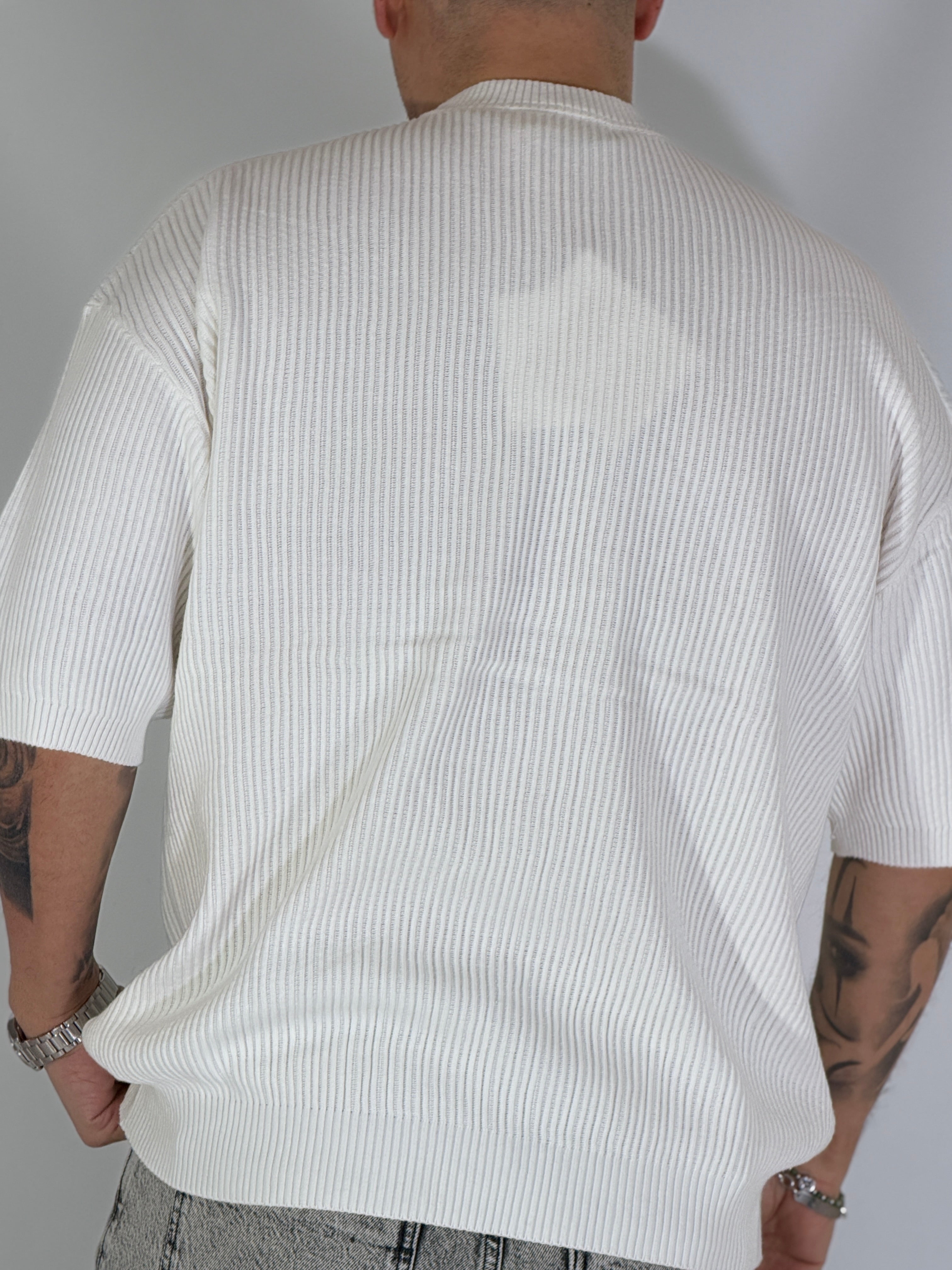 T-shirt a costine rice white W86102/86314