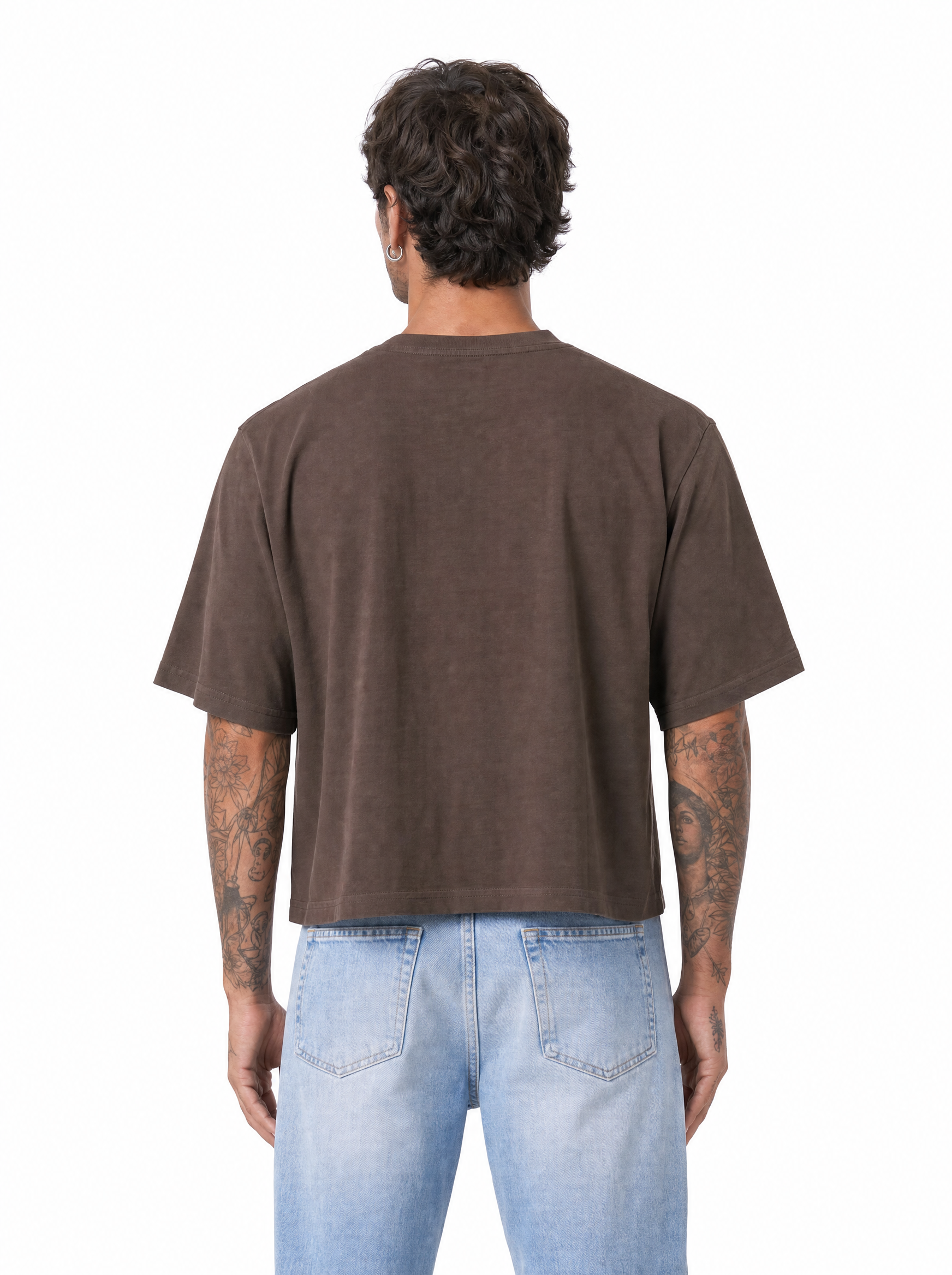 STEPHEN T-Shirt cropped manica a tre quarti tortora