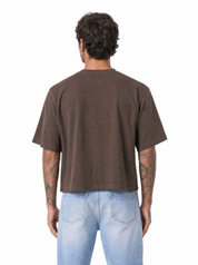 STEPHEN T-Shirt cropped manica a tre quarti tortora