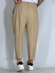 Nomad lino · Pantalone carrot con pince cammello